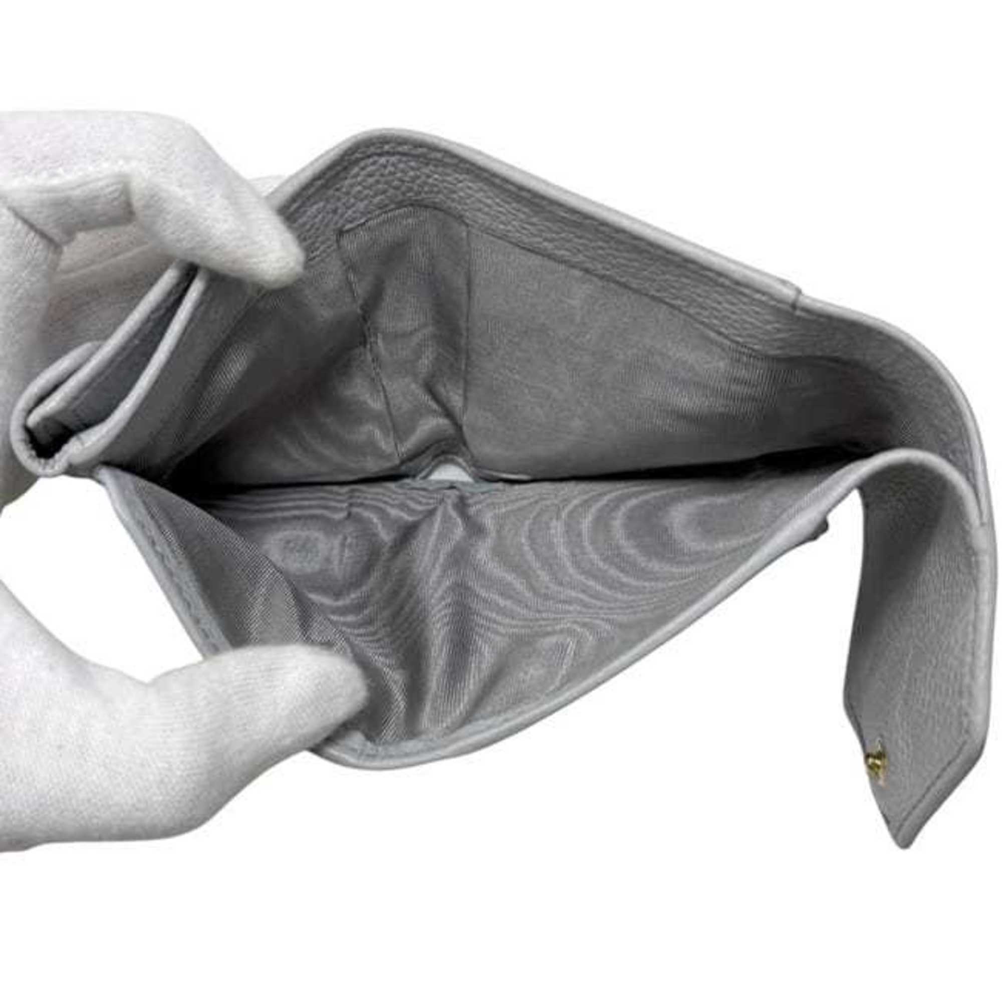 Miu Miu Gray Leather Wallet (Tri-Fold) (Pre-Owned)