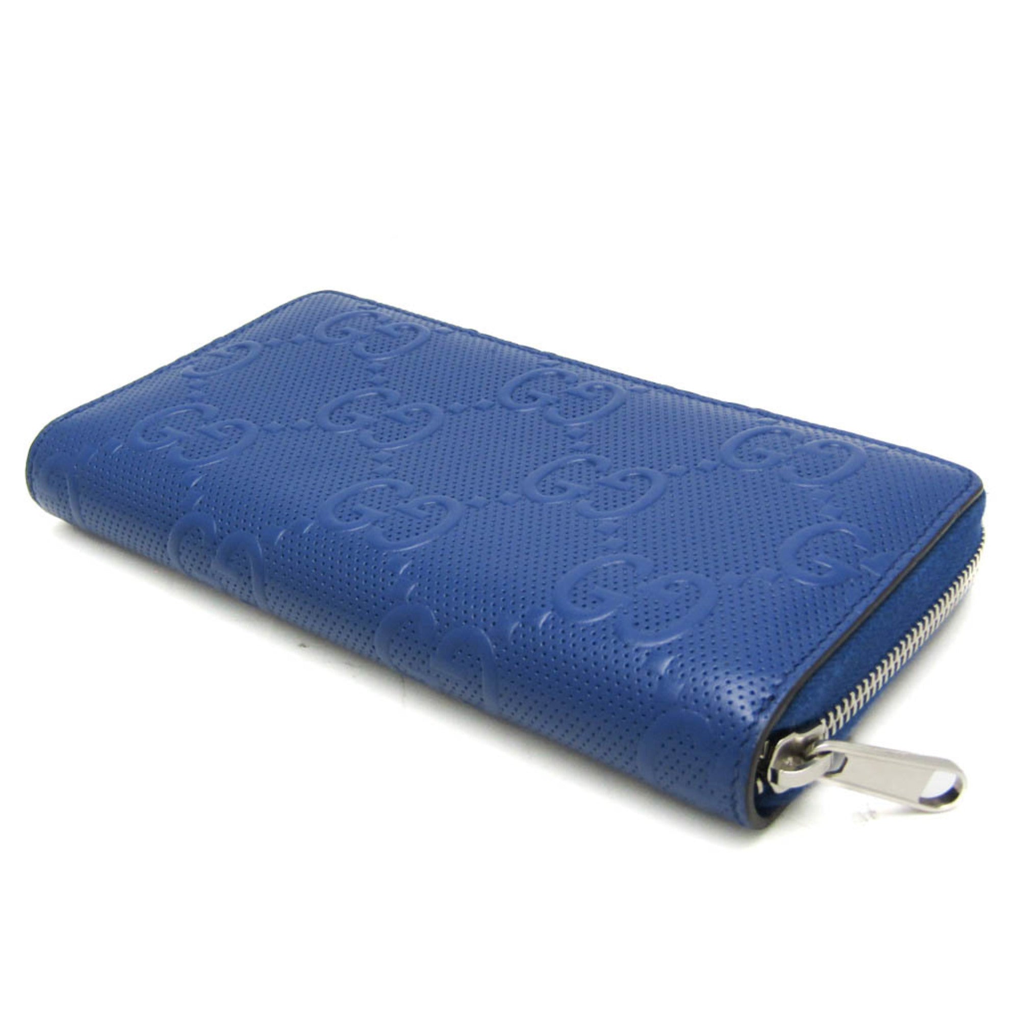 Gucci Navy Leather Long Wallet (Bi-Fold) (Pre-Owned)