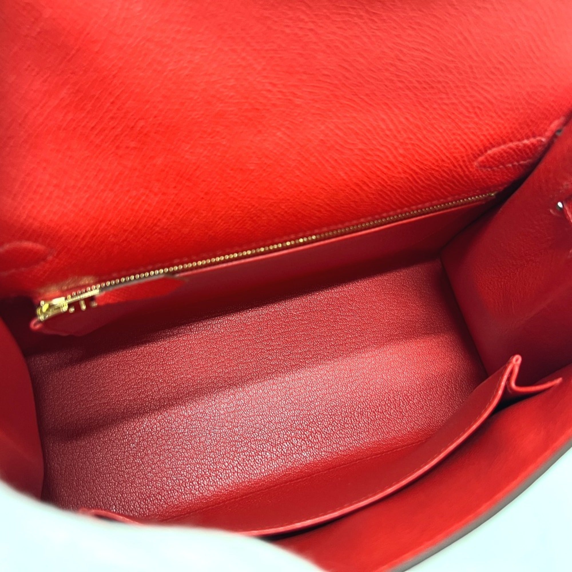 Hermes Kelly Red Color Epsom Leather Handbag (Pre-Owned)