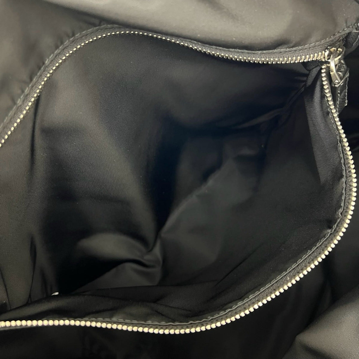 Prada Black White Nylon Leather Handbag Shoulder Bag Tote Bag (Pre-Owned)