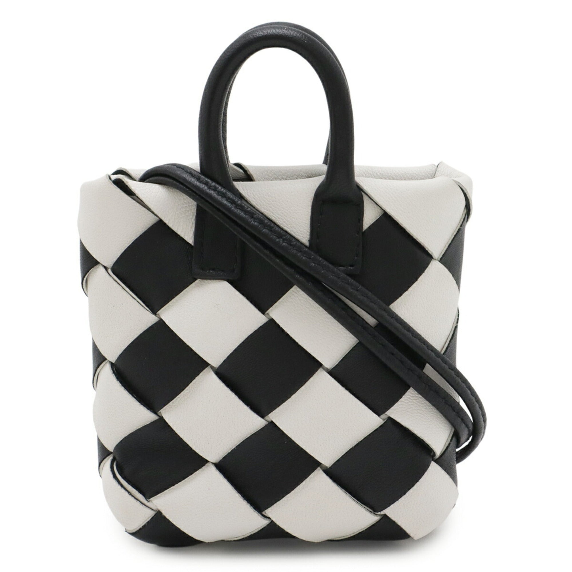 Bottega Veneta Black White Leather Pouch (Pre-Owned)