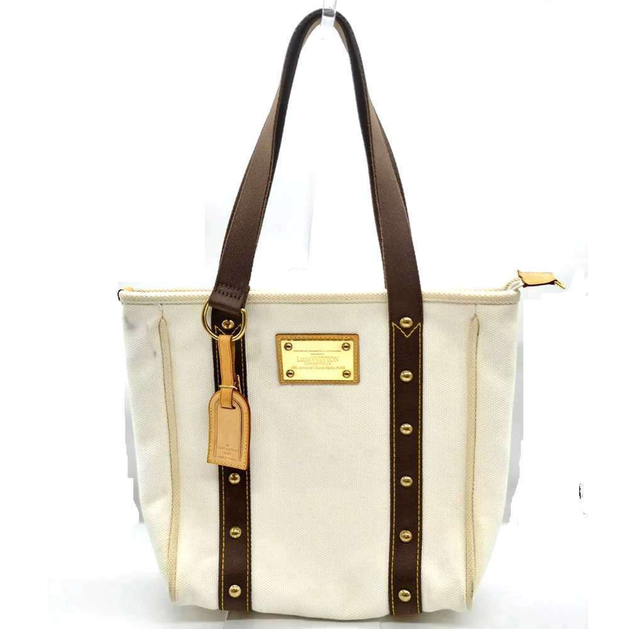 Louis Vuitton Antigua Brown Ecru White Canvas Handbag Tote Bag (Pre-Owned)