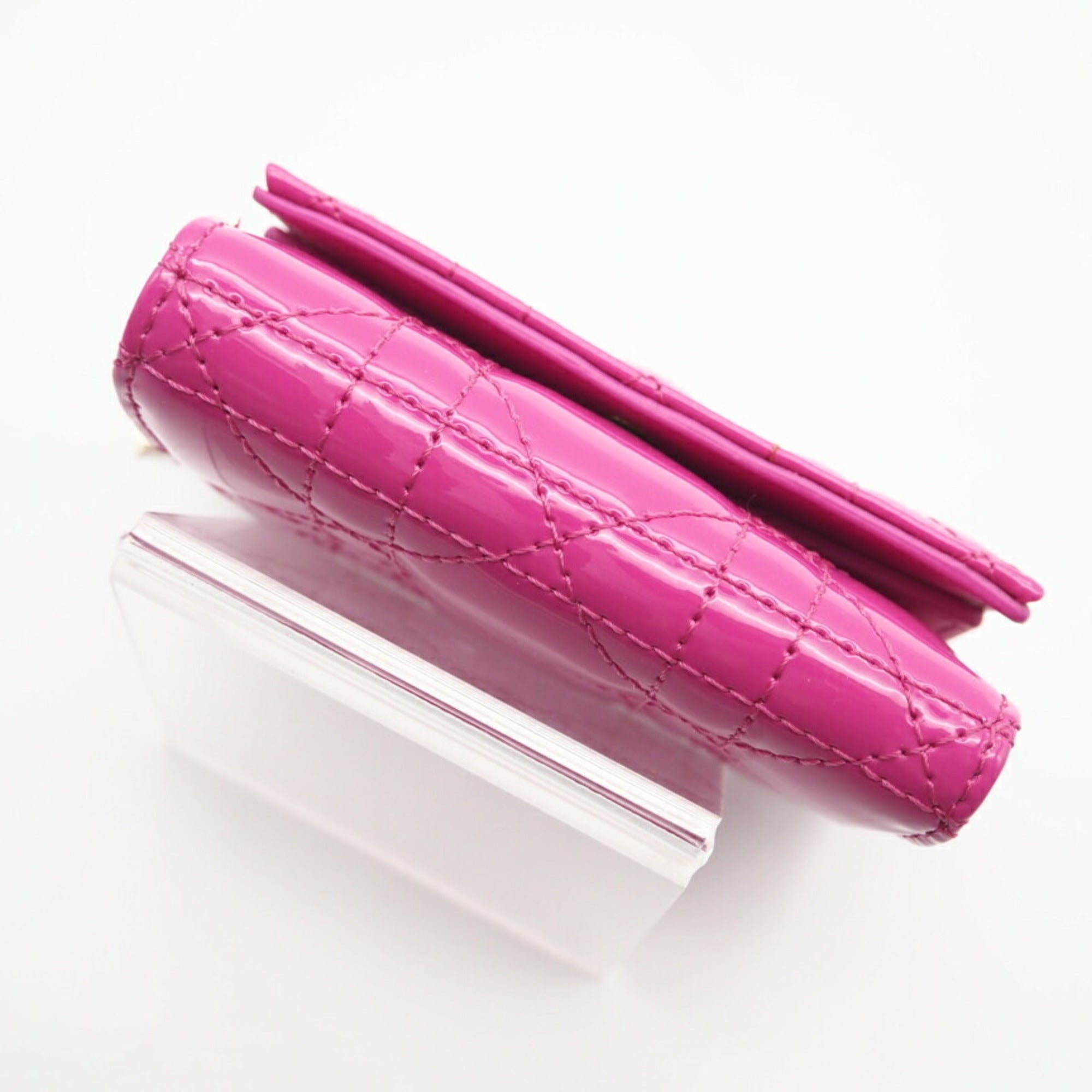 Christian Dior Pink Patent Leather Wallet (Tri-Fold) (Pre-Owned)