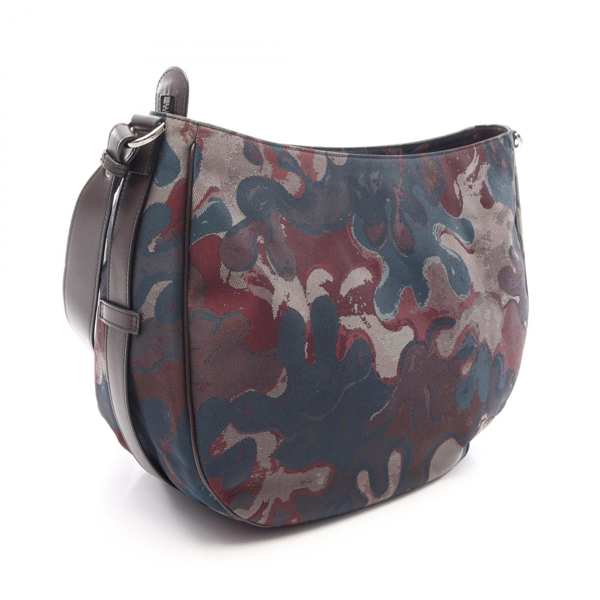 Christian Dior Blue Multi-Color Canvas Leather Handbag Saddle Bag Shoulder Bag (Pre-Owned)