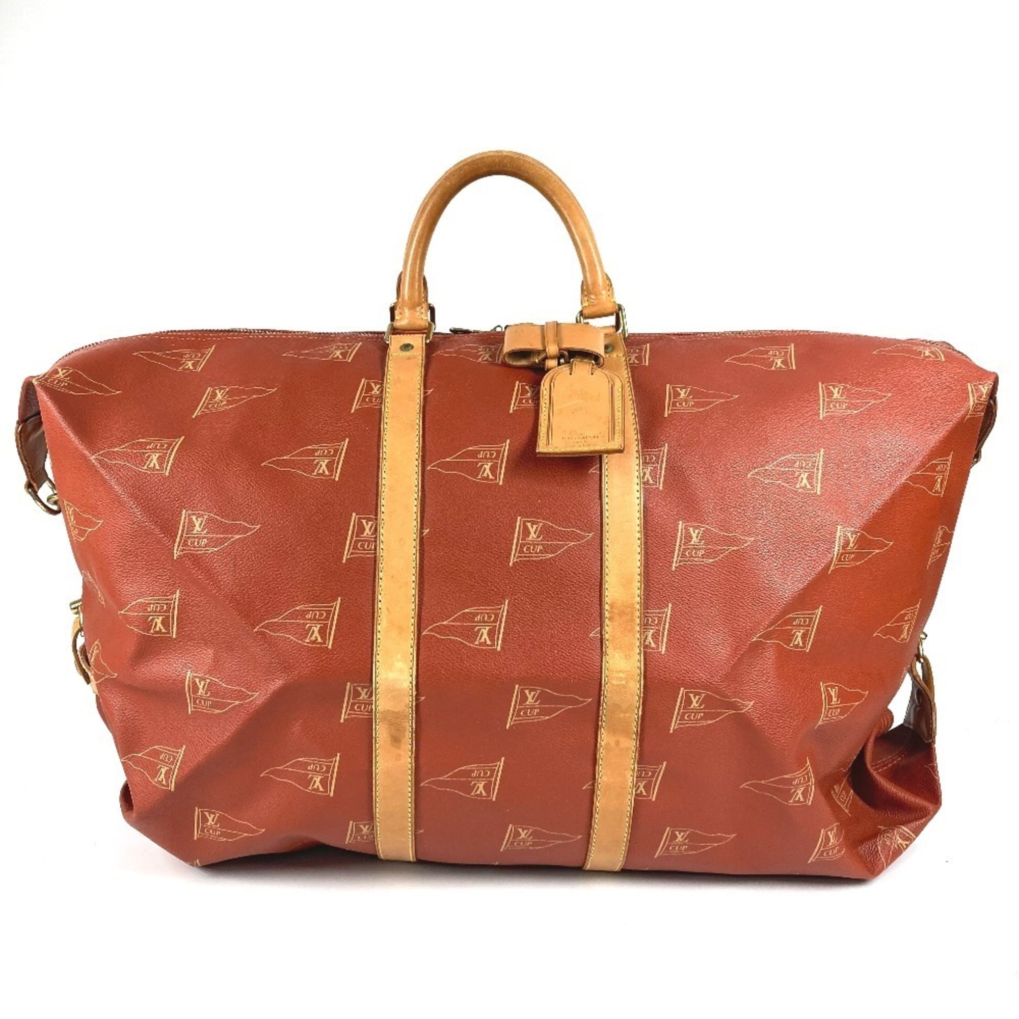 Louis Vuitton Galle Red Color Leather Canvas Boston Bag Handbag Shoulder Bag (Pre-Owned)