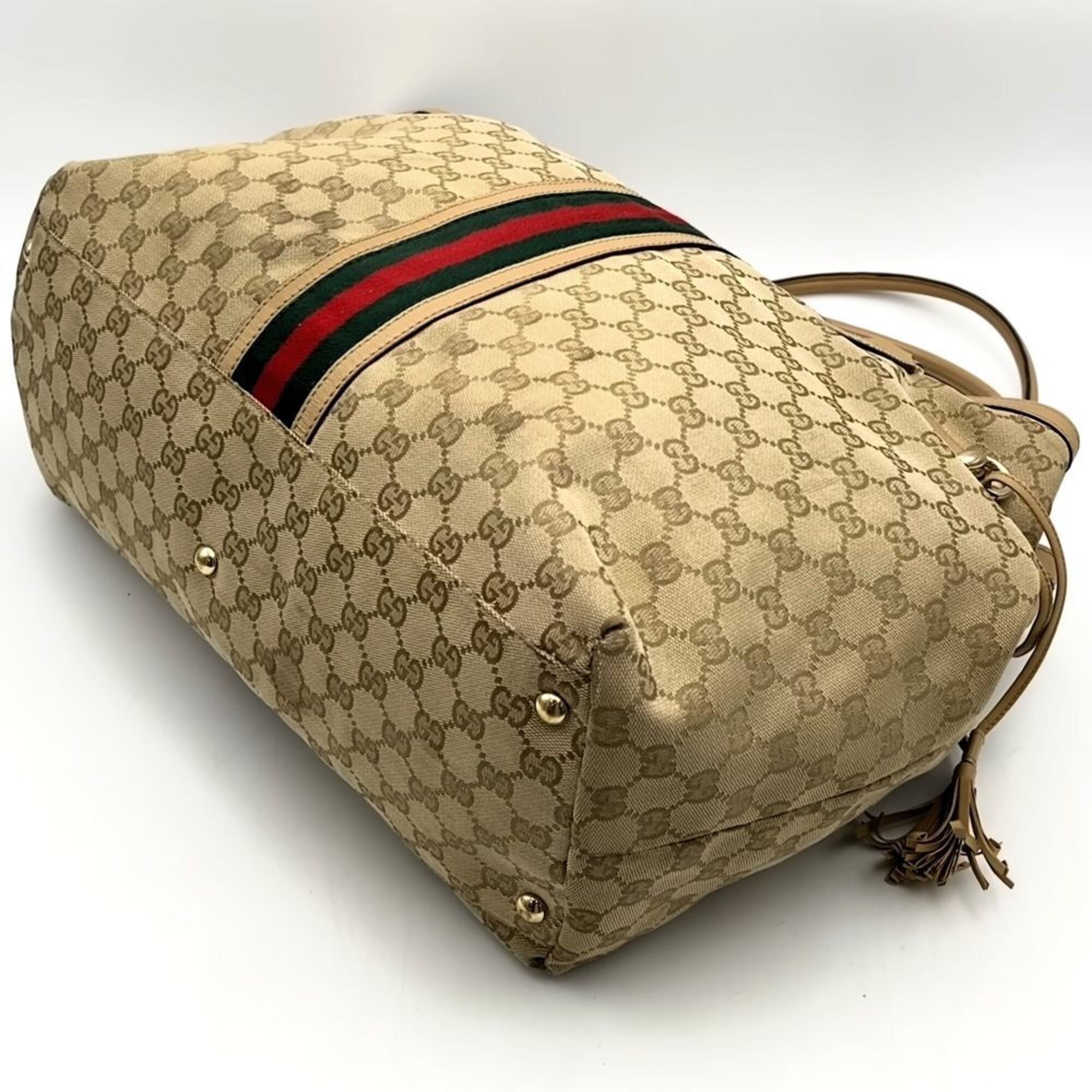Gucci Brown Gg Canvas Leather Tote Bag (Pre-Owned)
