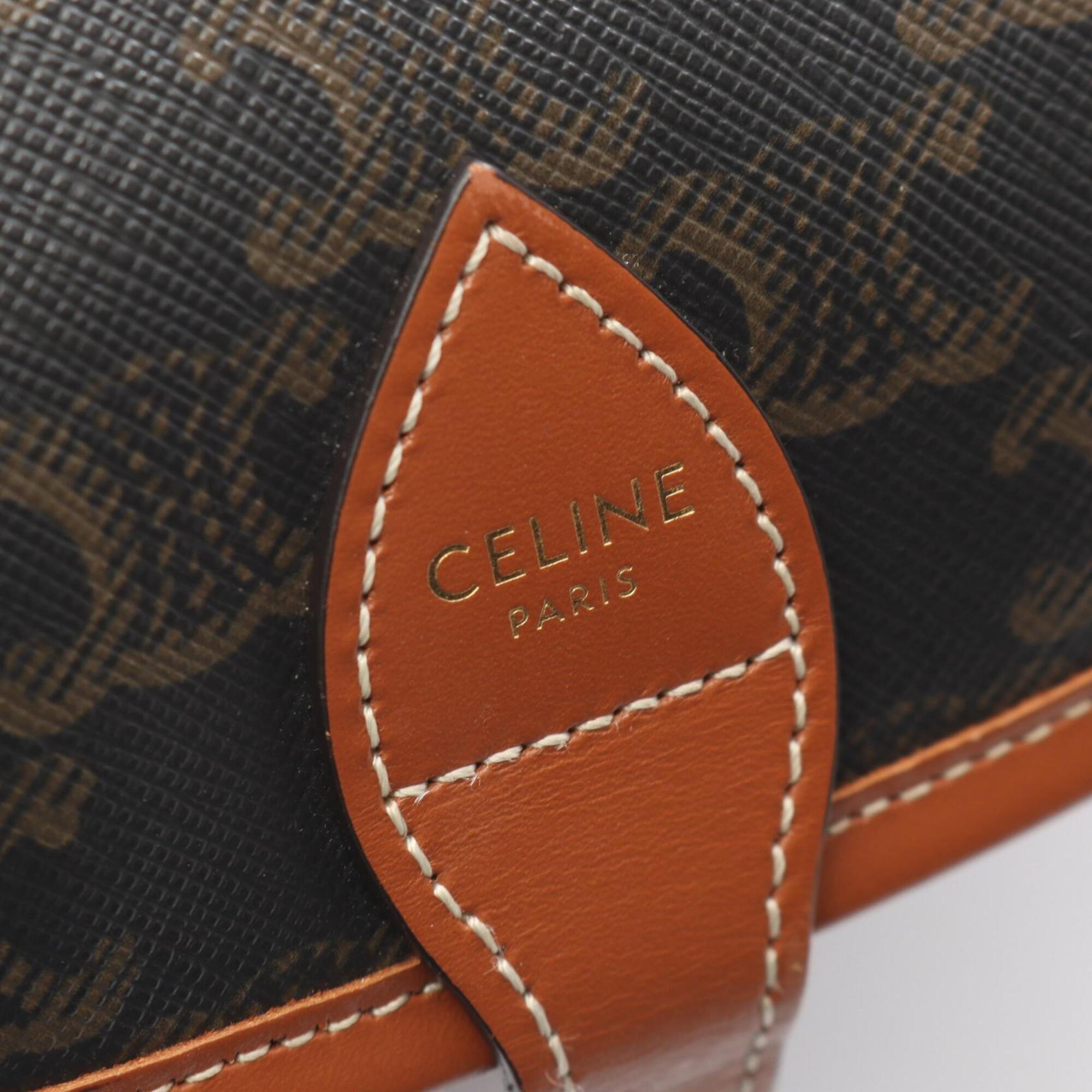 Celine Black Brown Coated Canvas Leather Handbag Shoulder Bag (Pre-Owned)