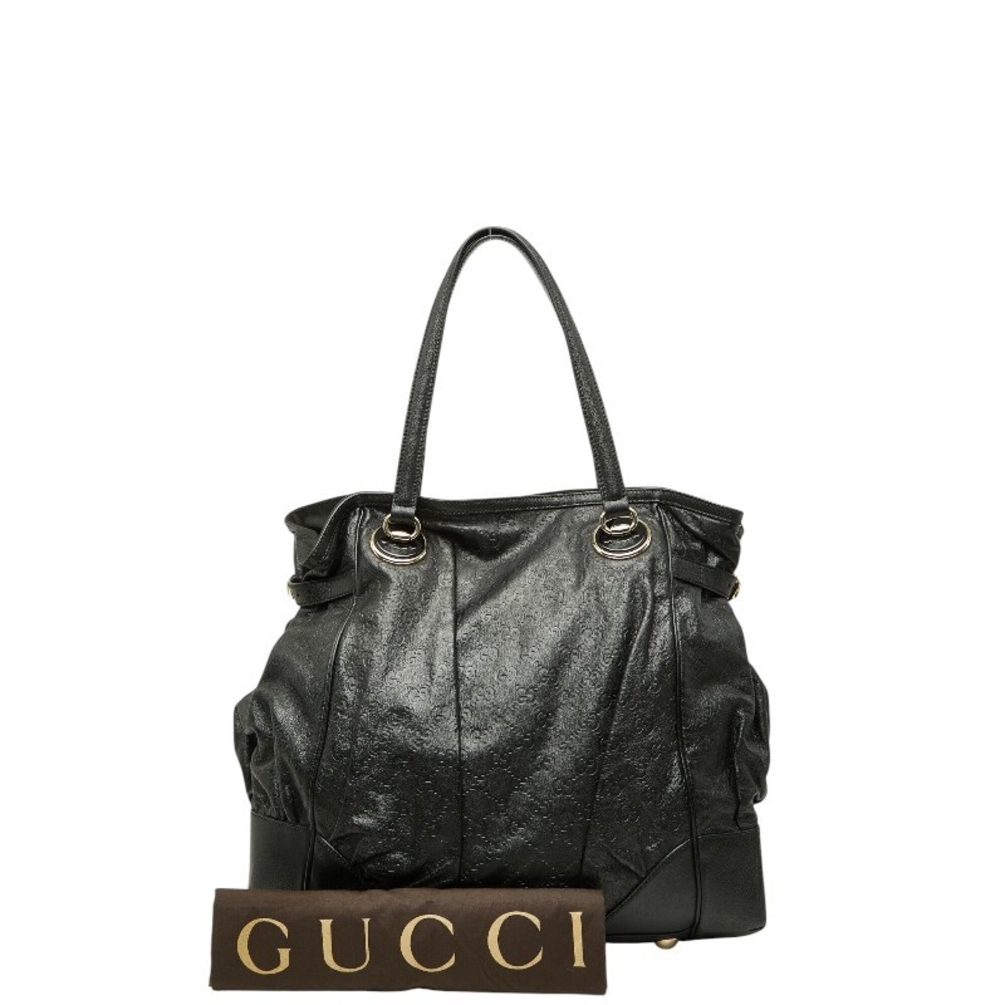 Gucci Black Leather Shoulder Bag Tote Bag (Pre-Owned)