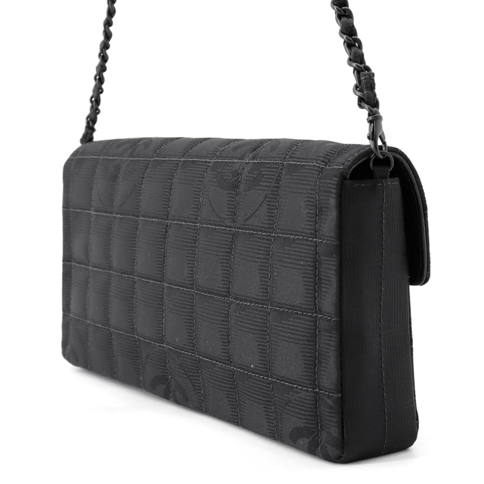 Chanel New Travel Line Black Nylon Handbag Shoulder Bag (Pre-Owned)
