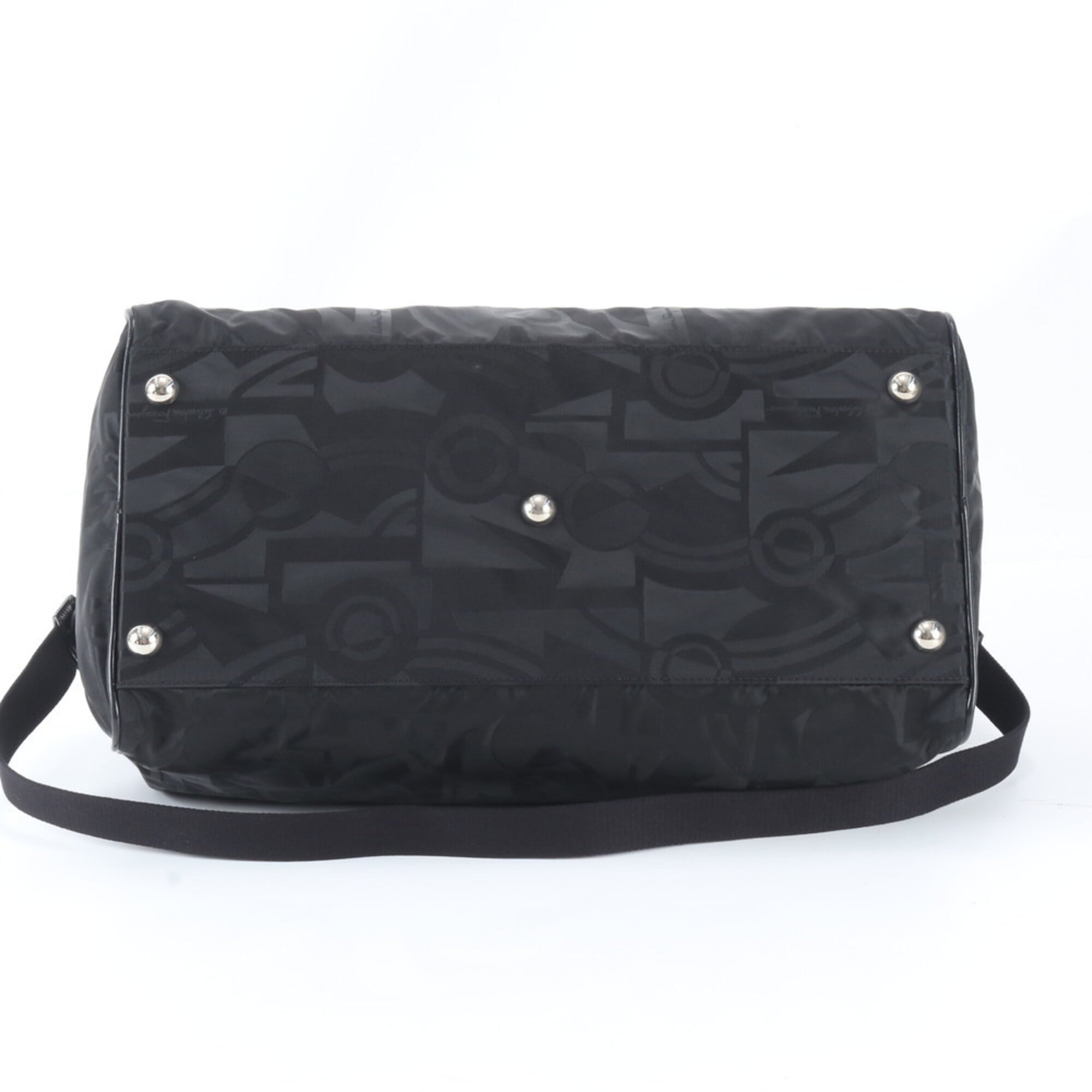 Salvatore Ferragamo Black Leather Nylon Handbag (Pre-Owned)