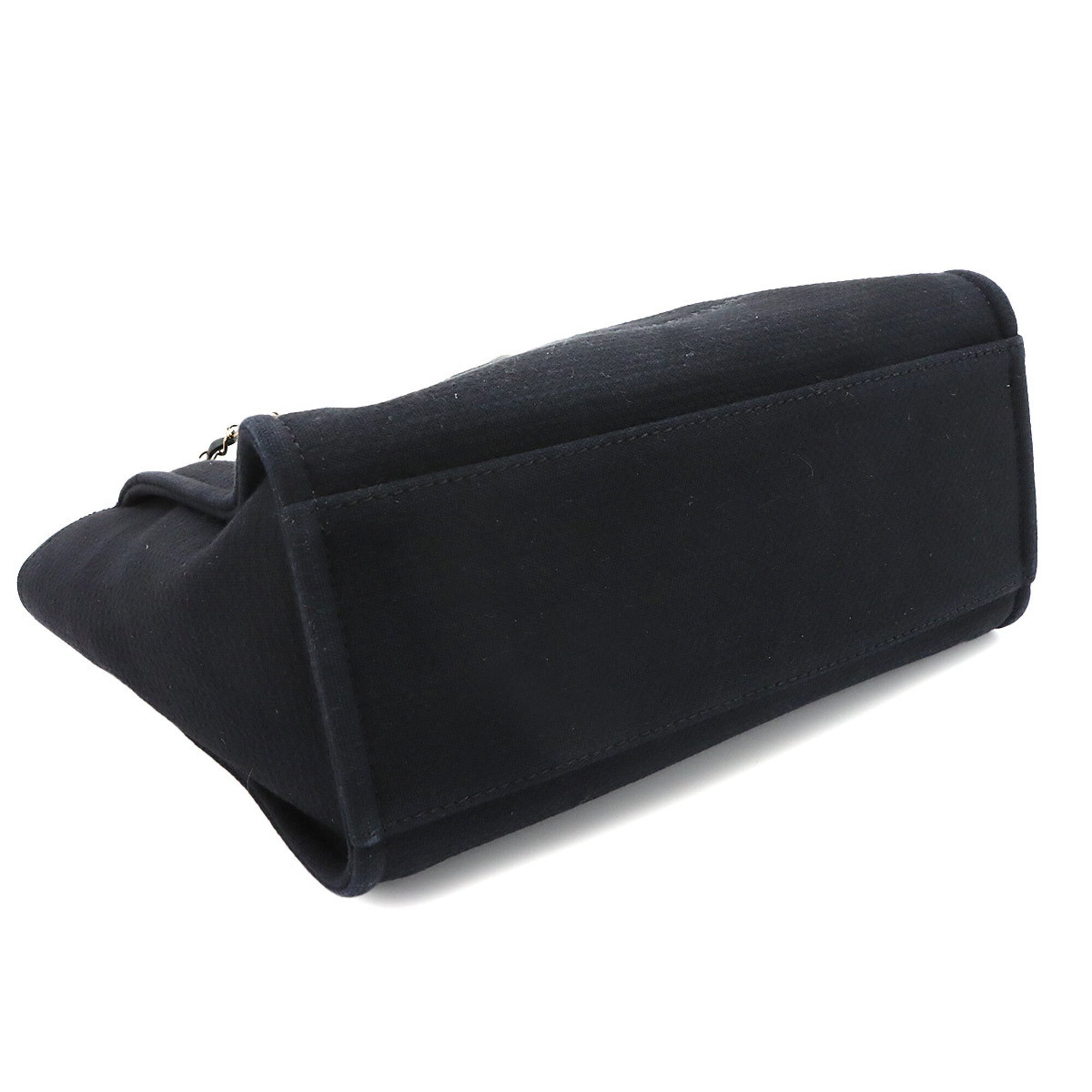Chanel Black Canvas Leather Handbag Tote Bag (Pre-Owned)