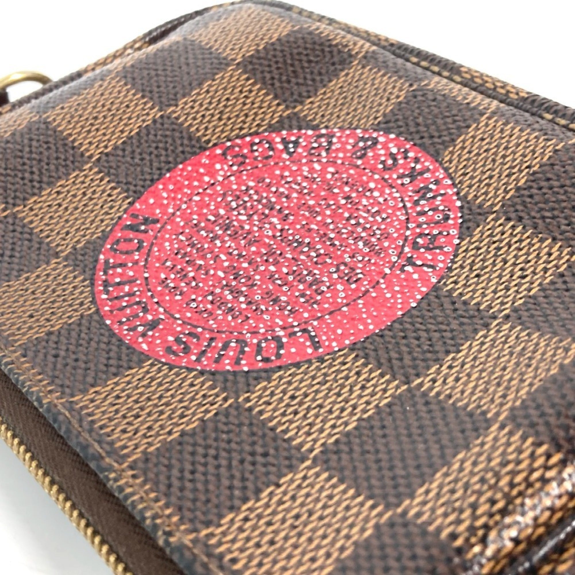 Louis Vuitton Brown Damier Canvas Ebene Galle Red Color Damier Canvas Handbag Pochette (Pre-Owned)