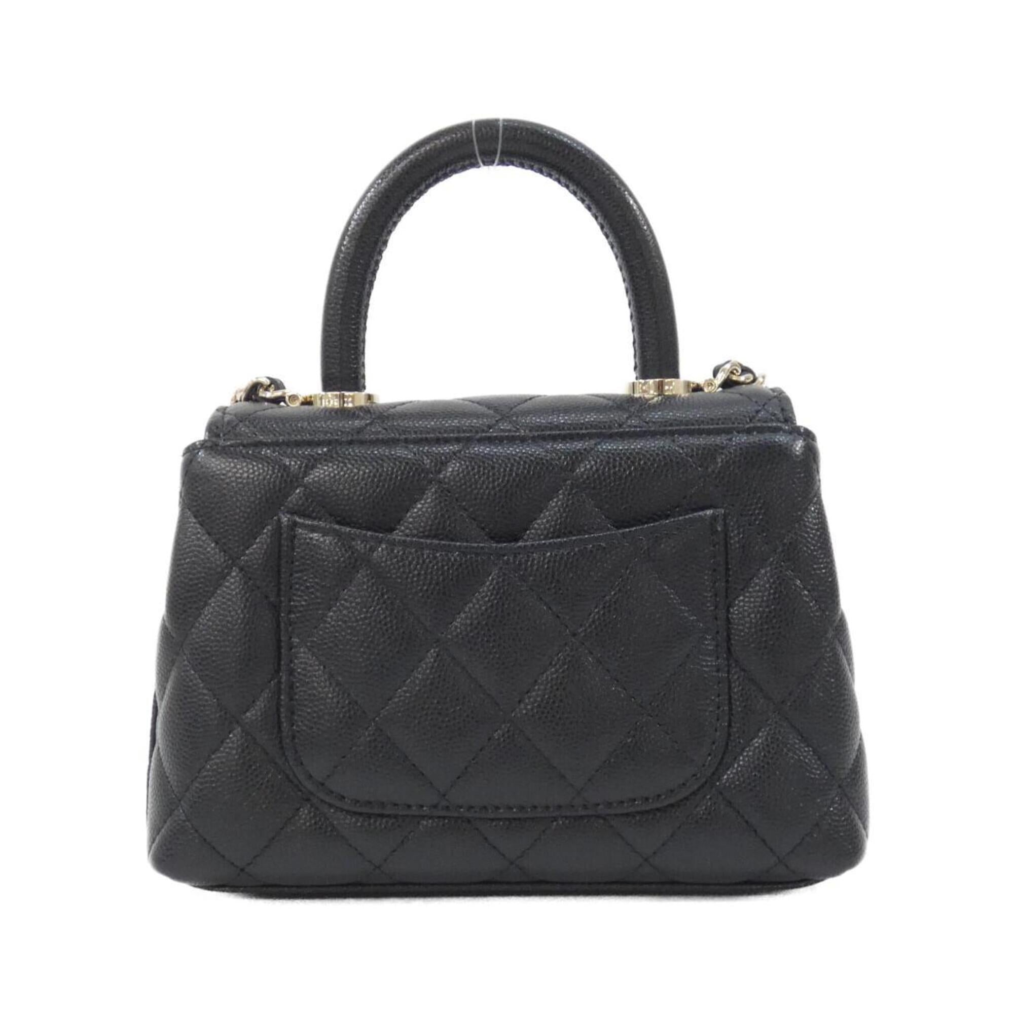 Chanel Black Grained Calfskin Handbag Shoulder Bag (Pre-Owned)