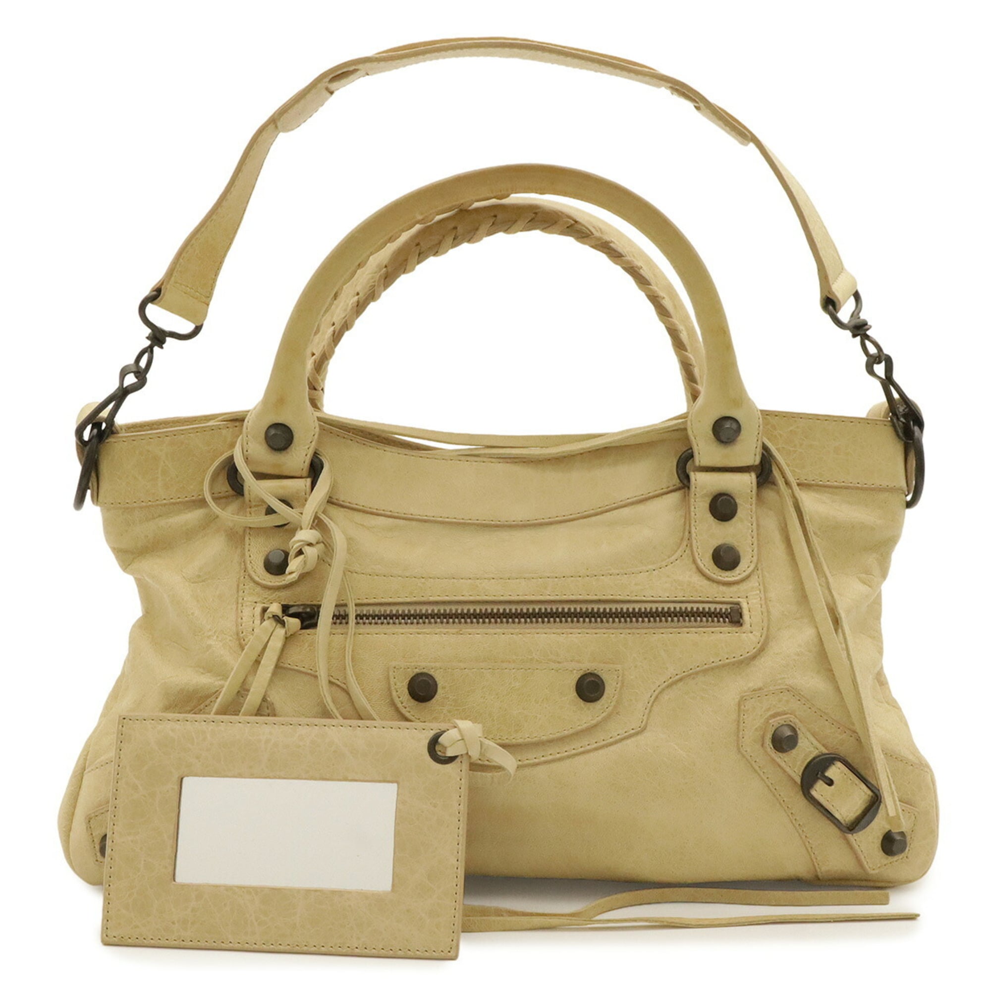 Balenciaga Cream Yellow Leather Handbag Shoulder Bag (Pre-Owned)