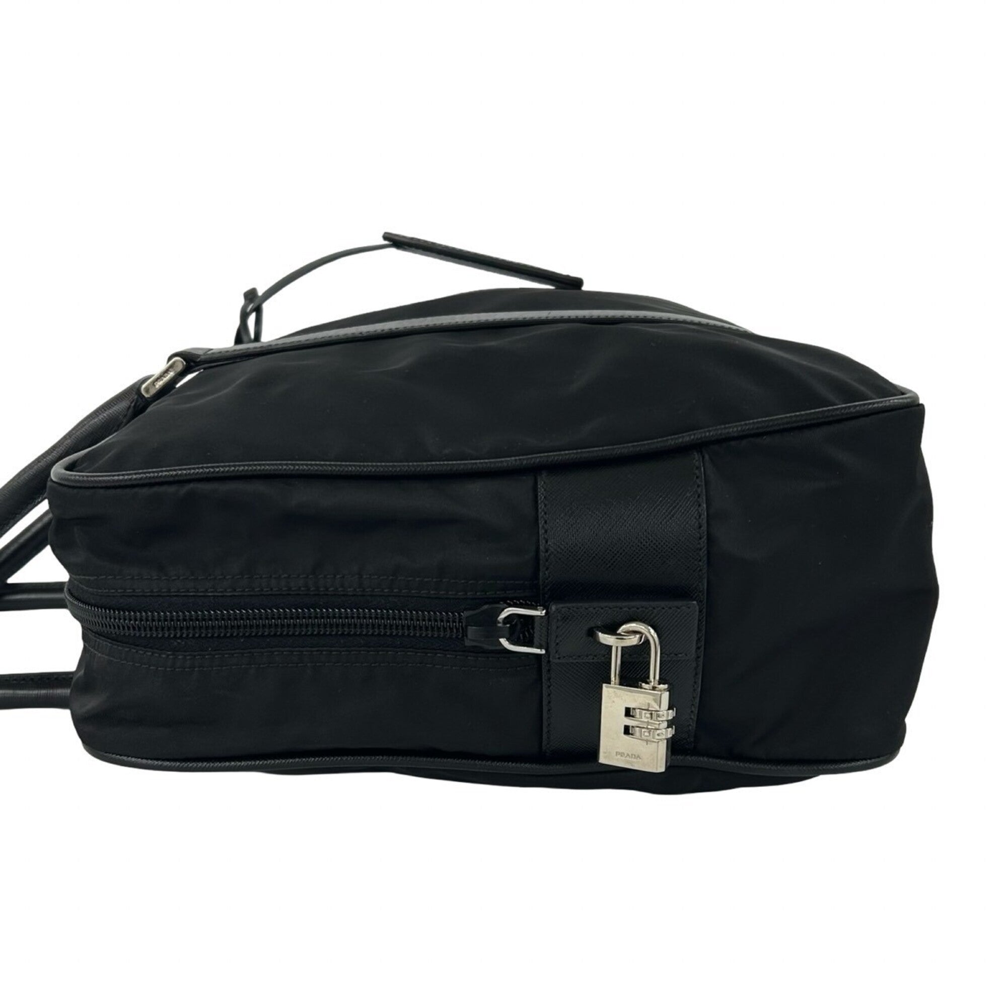Prada Black Nylon Leather Briefcase (Pre-Owned)