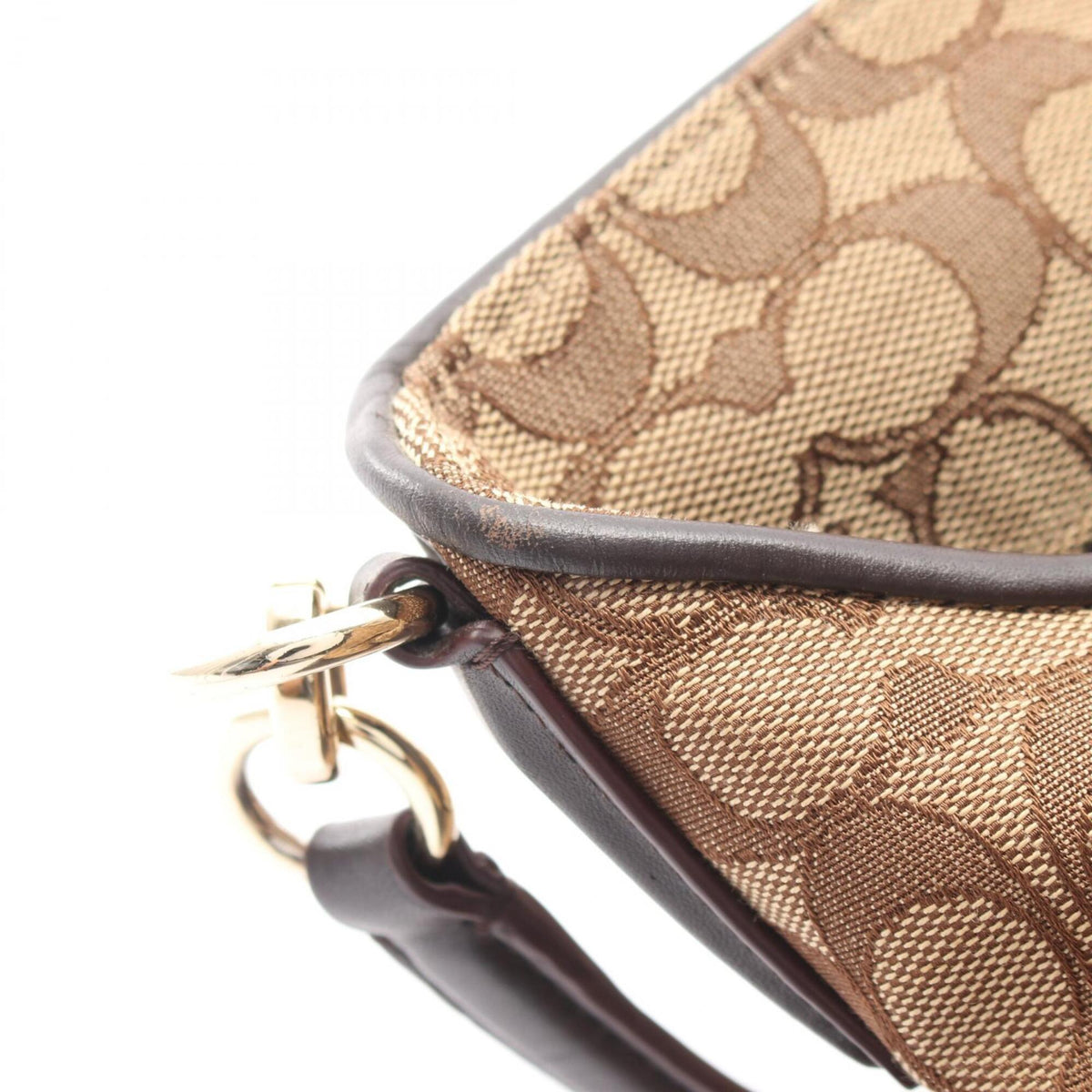 Coach Beige Brown Canvas Leather Handbag Shoulder Bag (Pre-Owned)