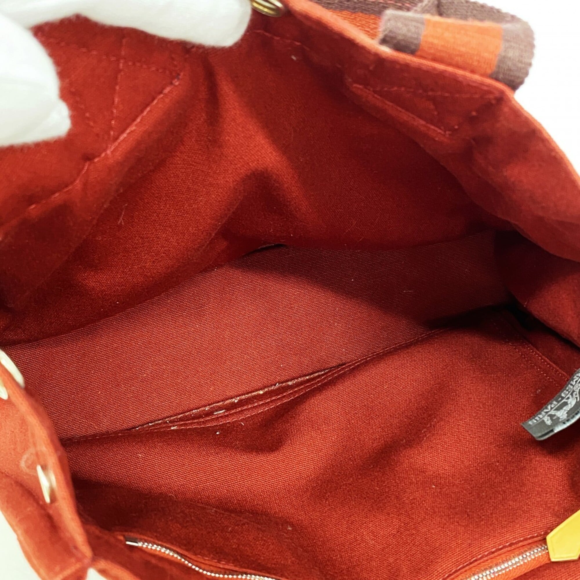 Hermes Red Color Canvas Handbag (Pre-Owned)