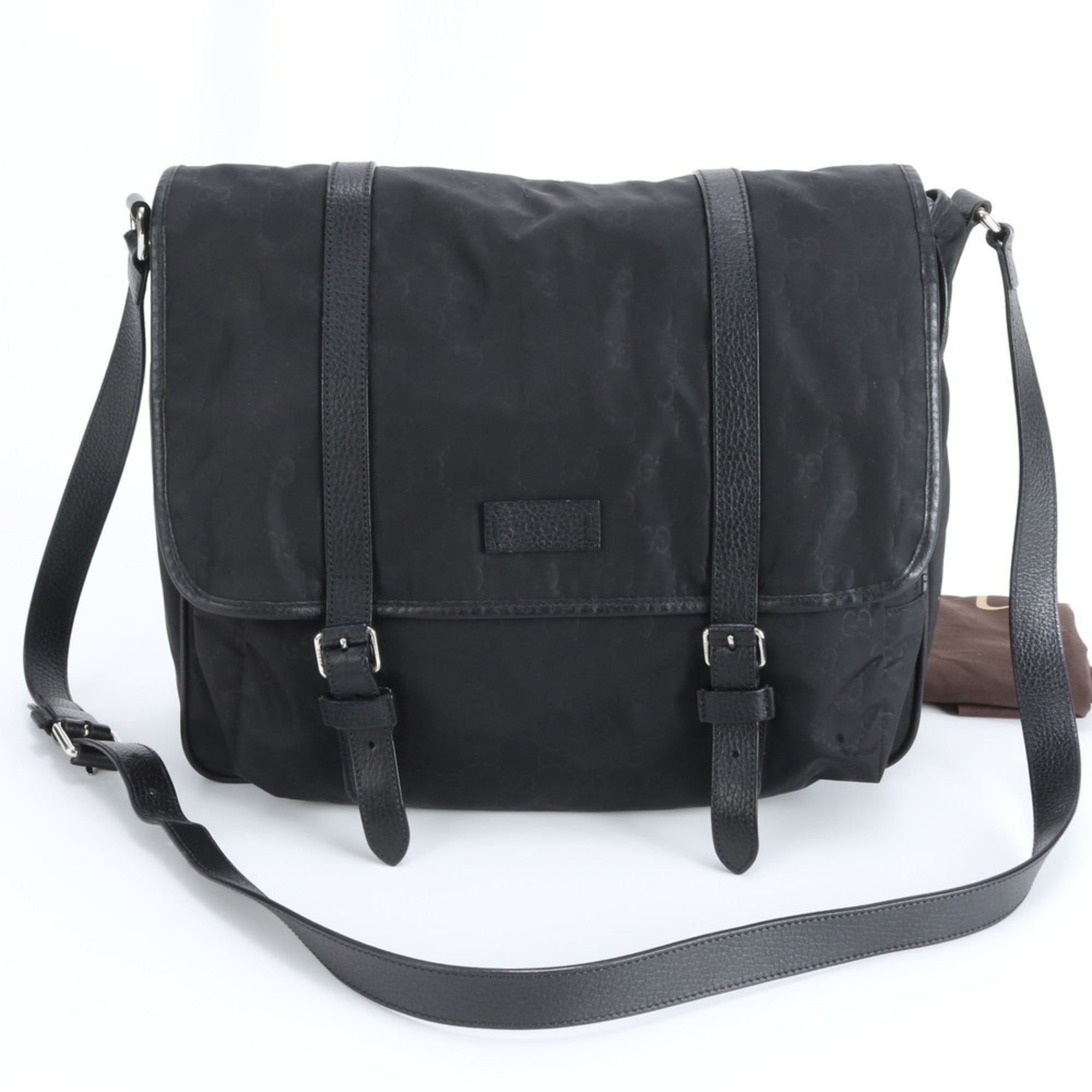 Gucci Black Nylon Leather Shoulder Bag (Pre-Owned)