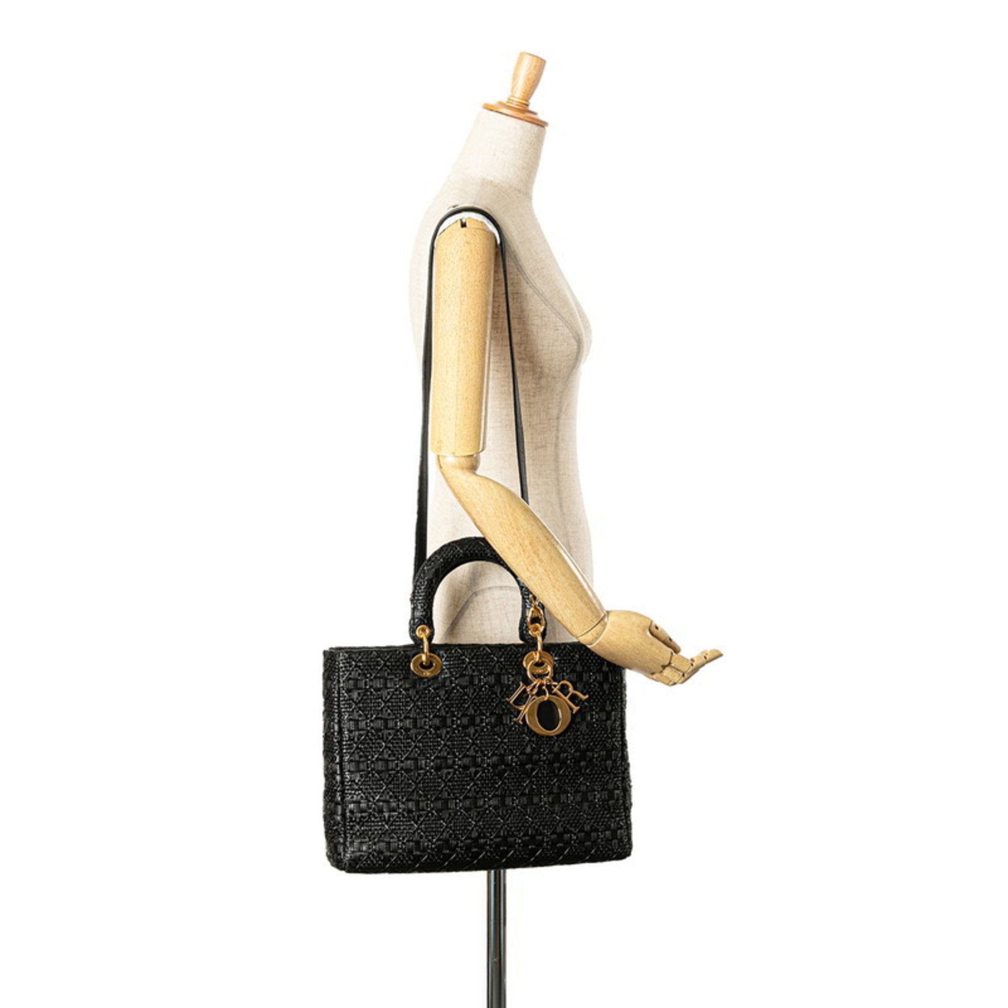 Christian Dior Black Leather Handbag Shoulder Bag (Pre-Owned)