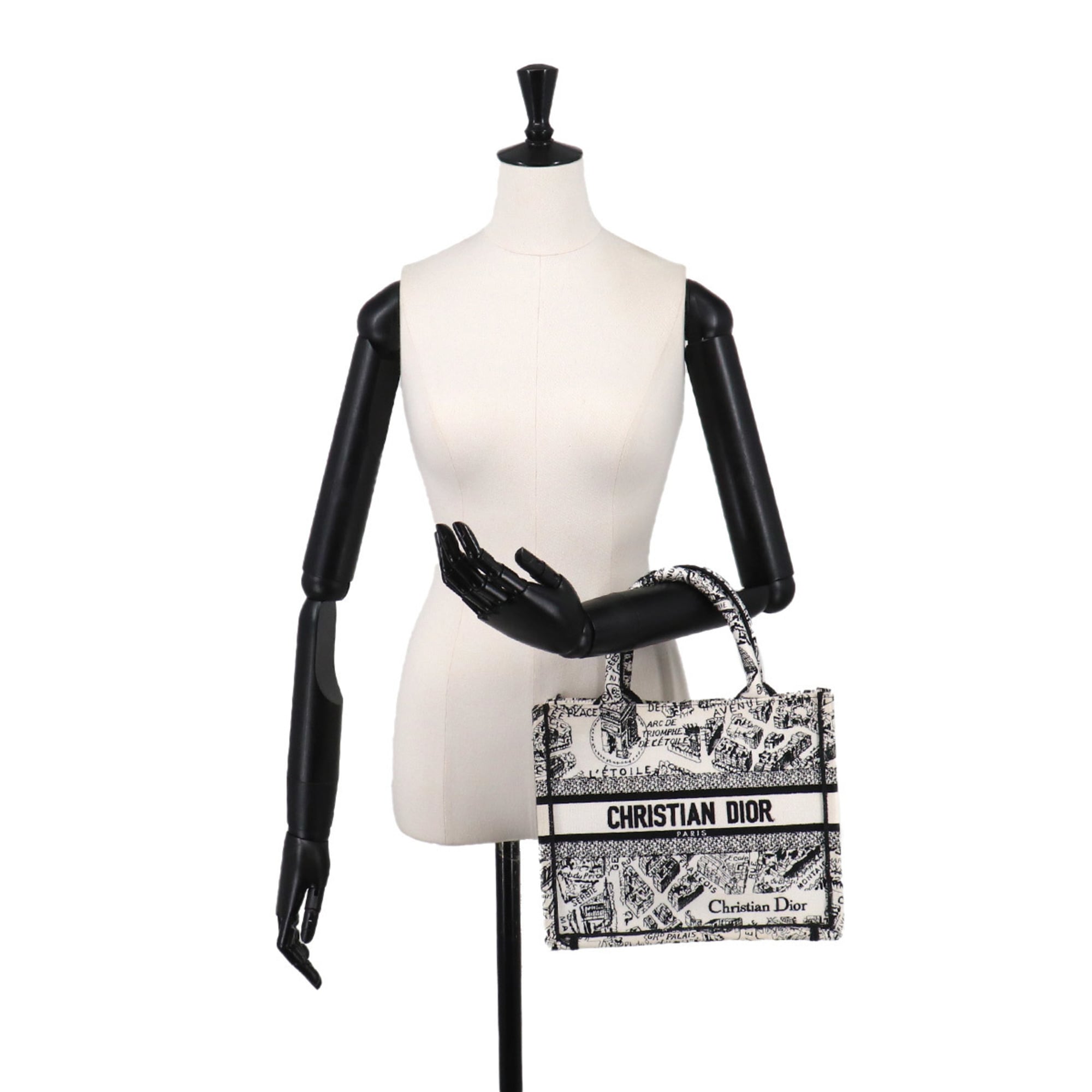 Christian Dior Black White Canvas Handbag Tote Bag (Pre-Owned)