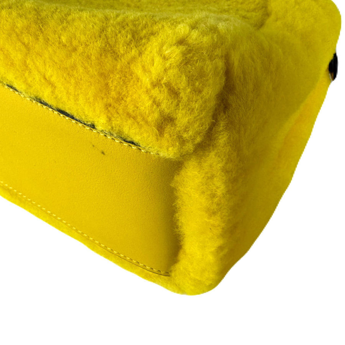 Fendi Yellow Fur Handbag Shoulder Bag (Pre-Owned)