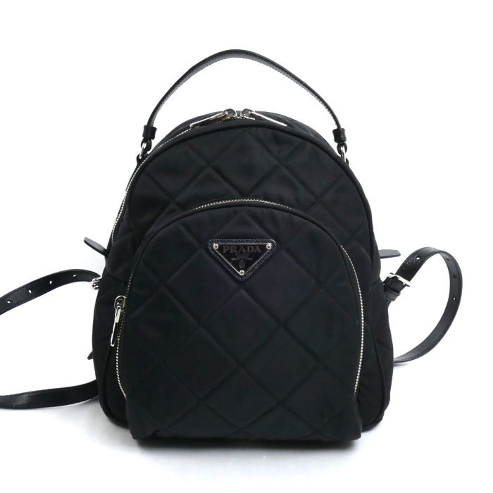 Prada Black Nylon Leather Backpack (Pre-Owned)