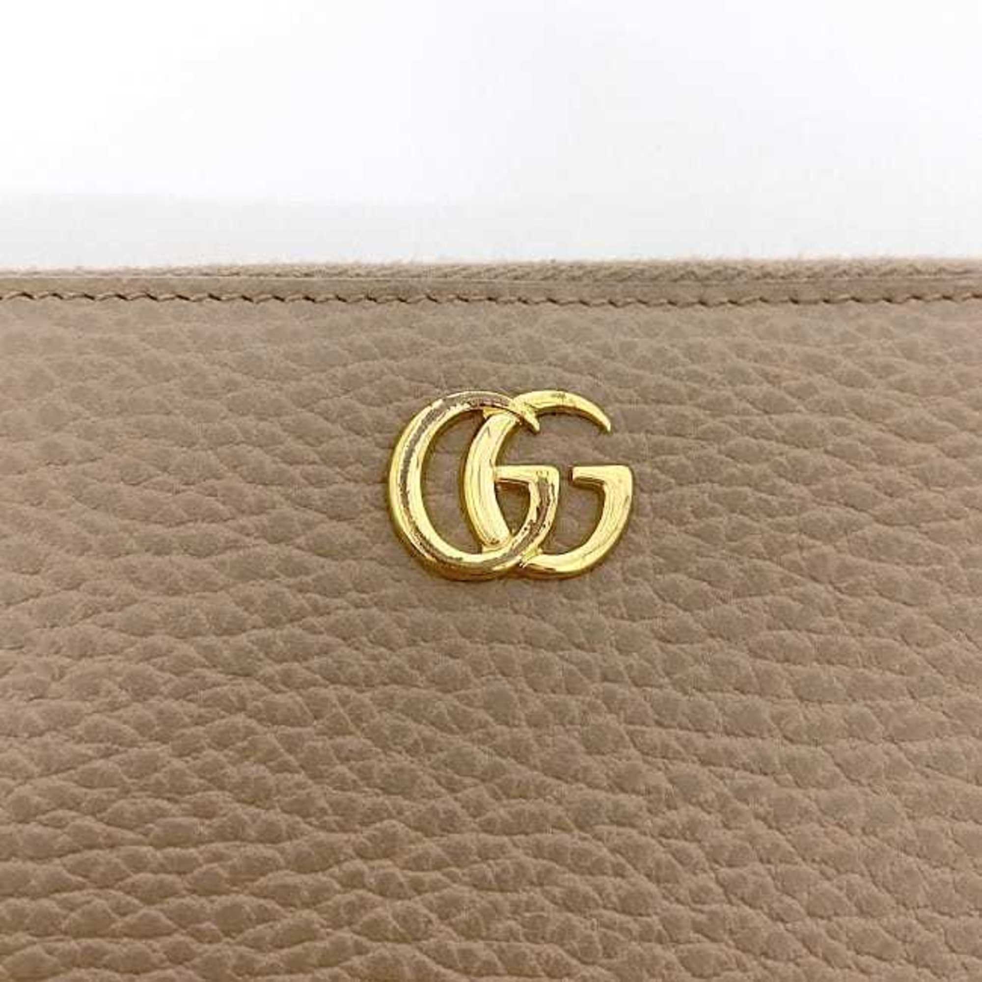Gucci Pink Beige Leather Long Wallet (Bi-Fold) (Pre-Owned)