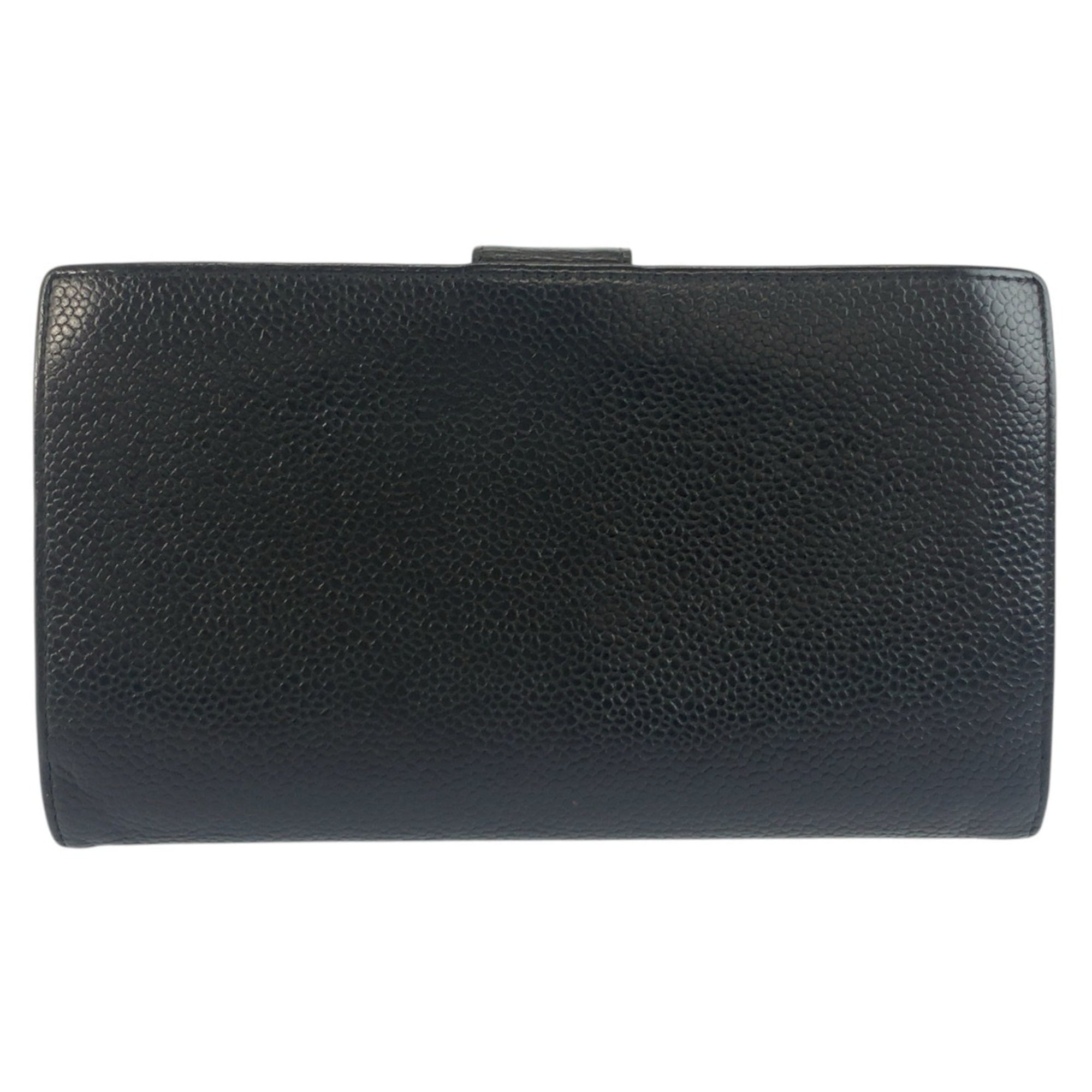 Chanel Black Leather Long Wallet (Bi-Fold) (Pre-Owned)