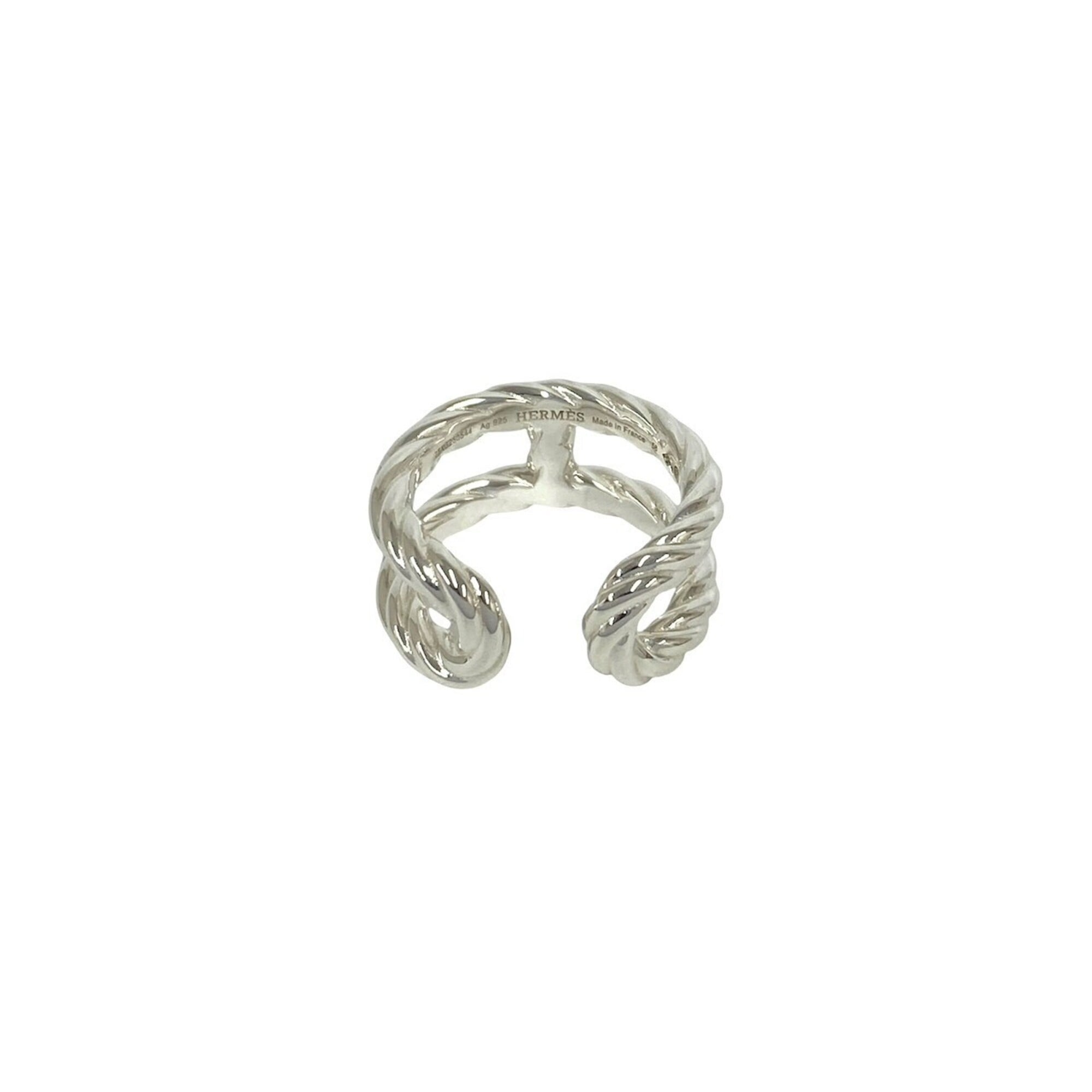 Hermes Silver Silver 925 Band Ring (Pre-Owned)