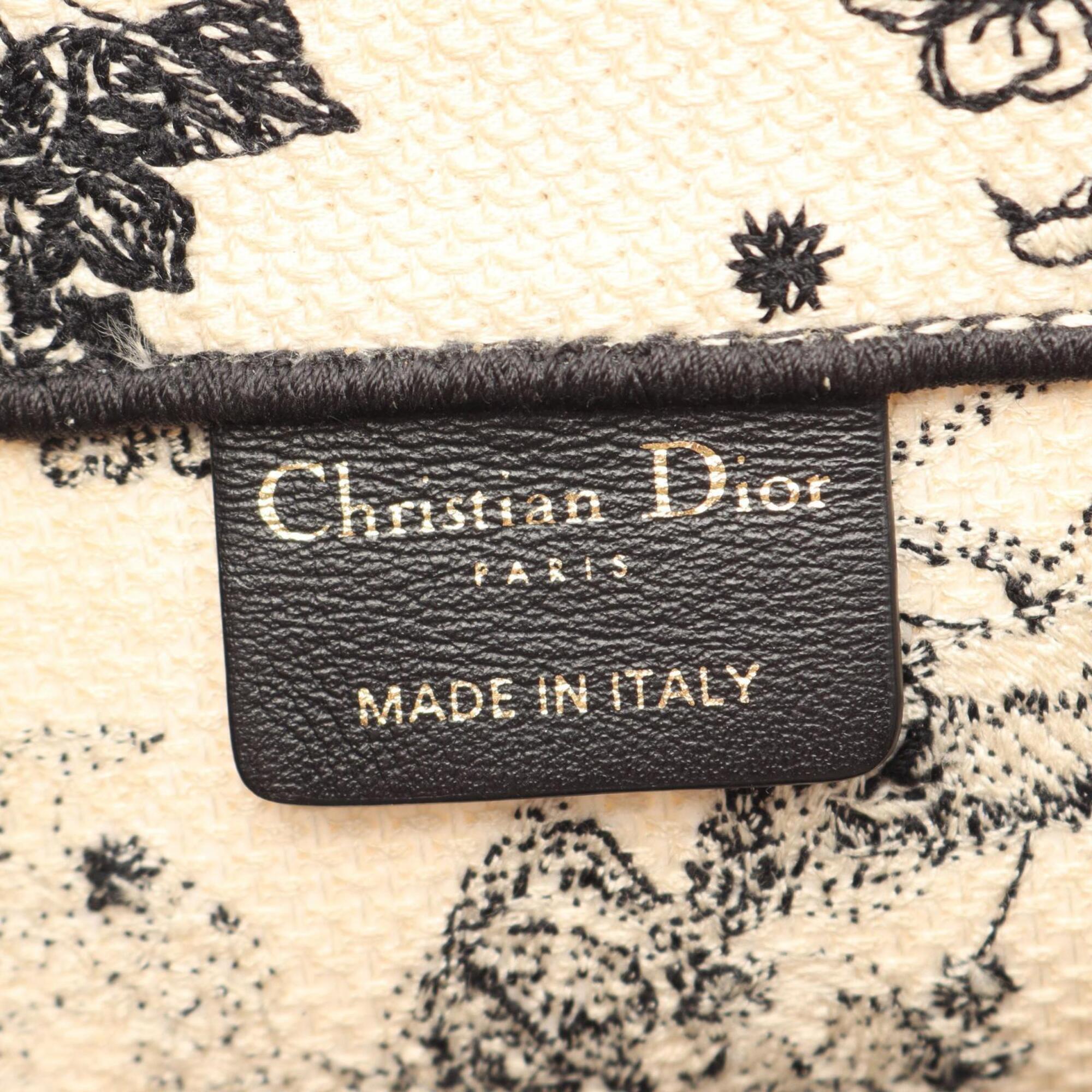 Christian Dior Black Ivory Canvas Handbag Tote Bag (Pre-Owned)