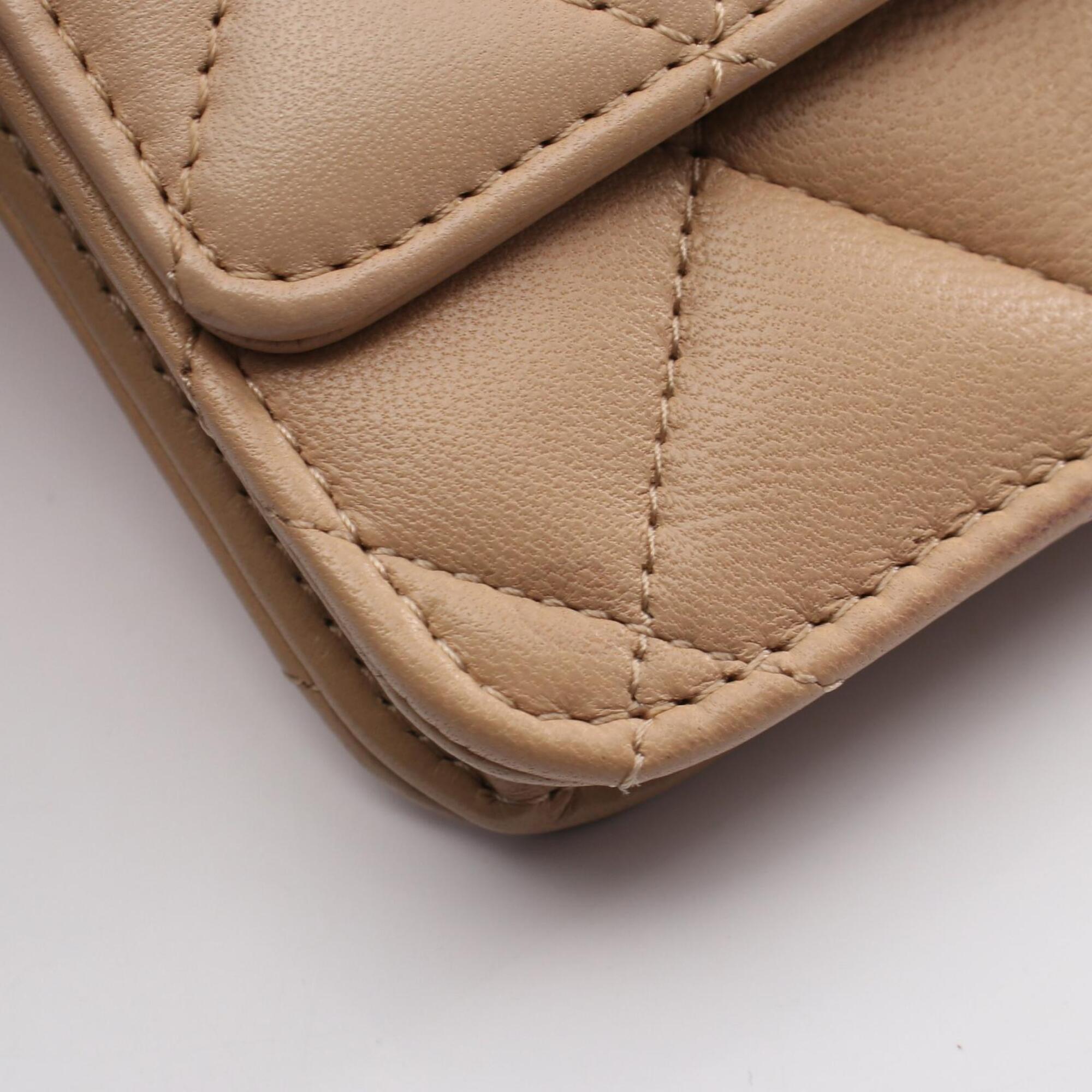 Chanel Beige Leather Handbag Shoulder Bag (Pre-Owned)