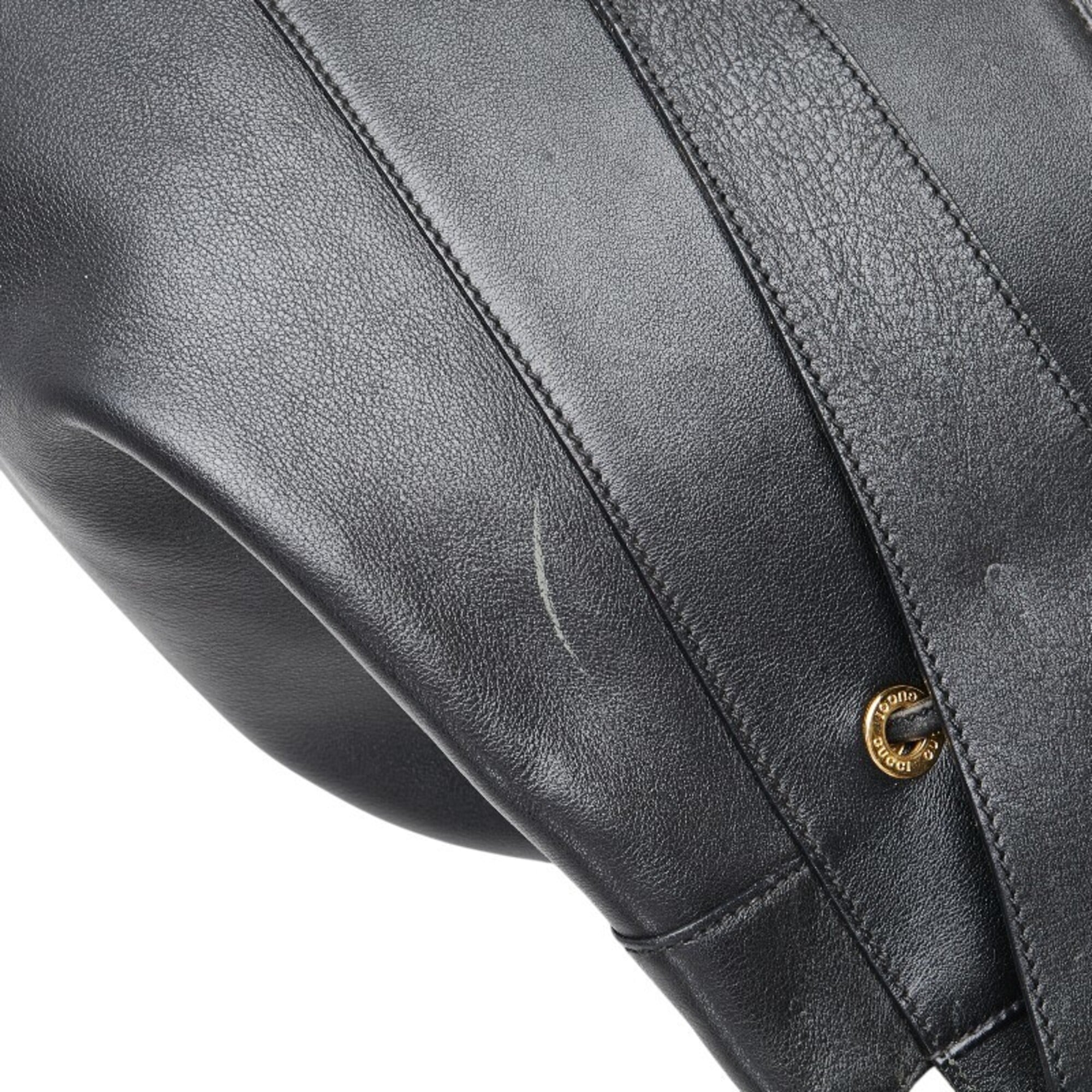 Gucci Black Leather Shoulder Bag Sling Bag (Pre-Owned)