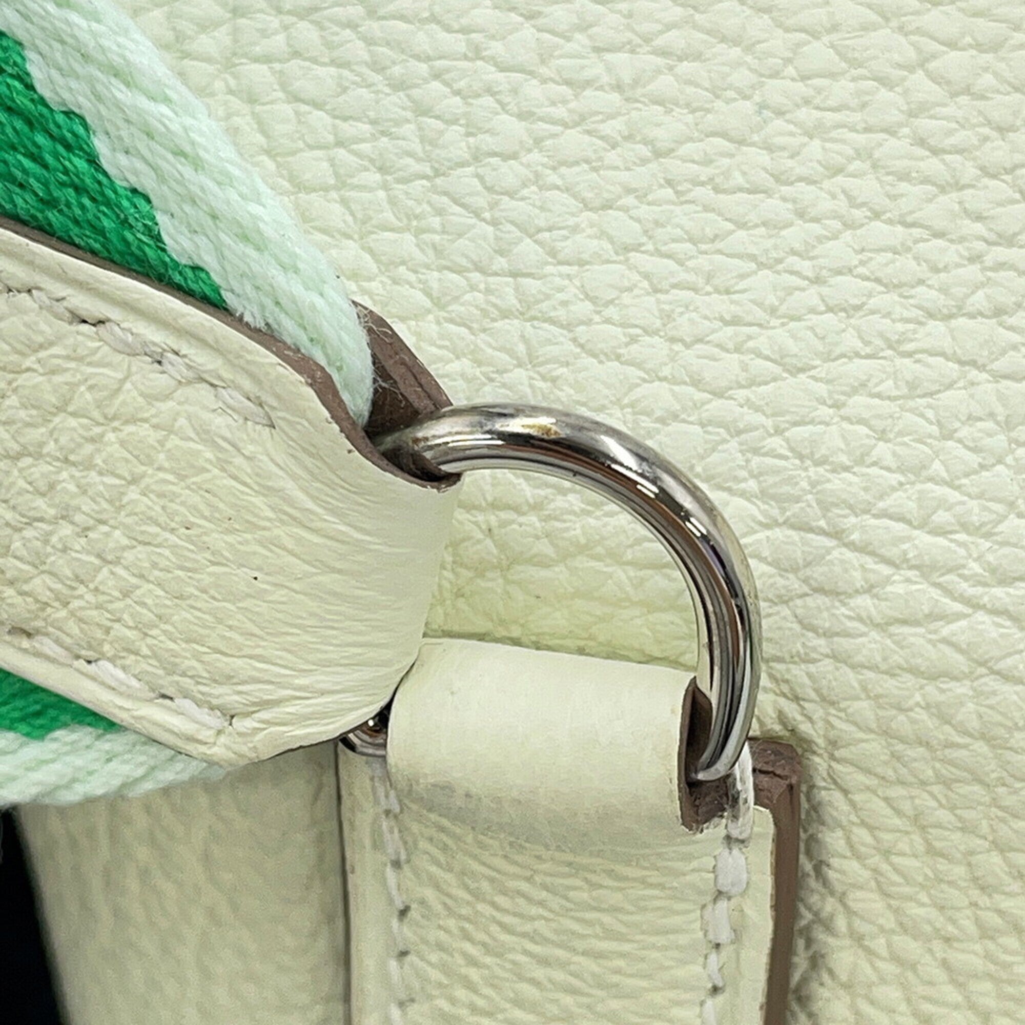Hermes Green White Togo Leather Handbag Shoulder Bag (Pre-Owned)