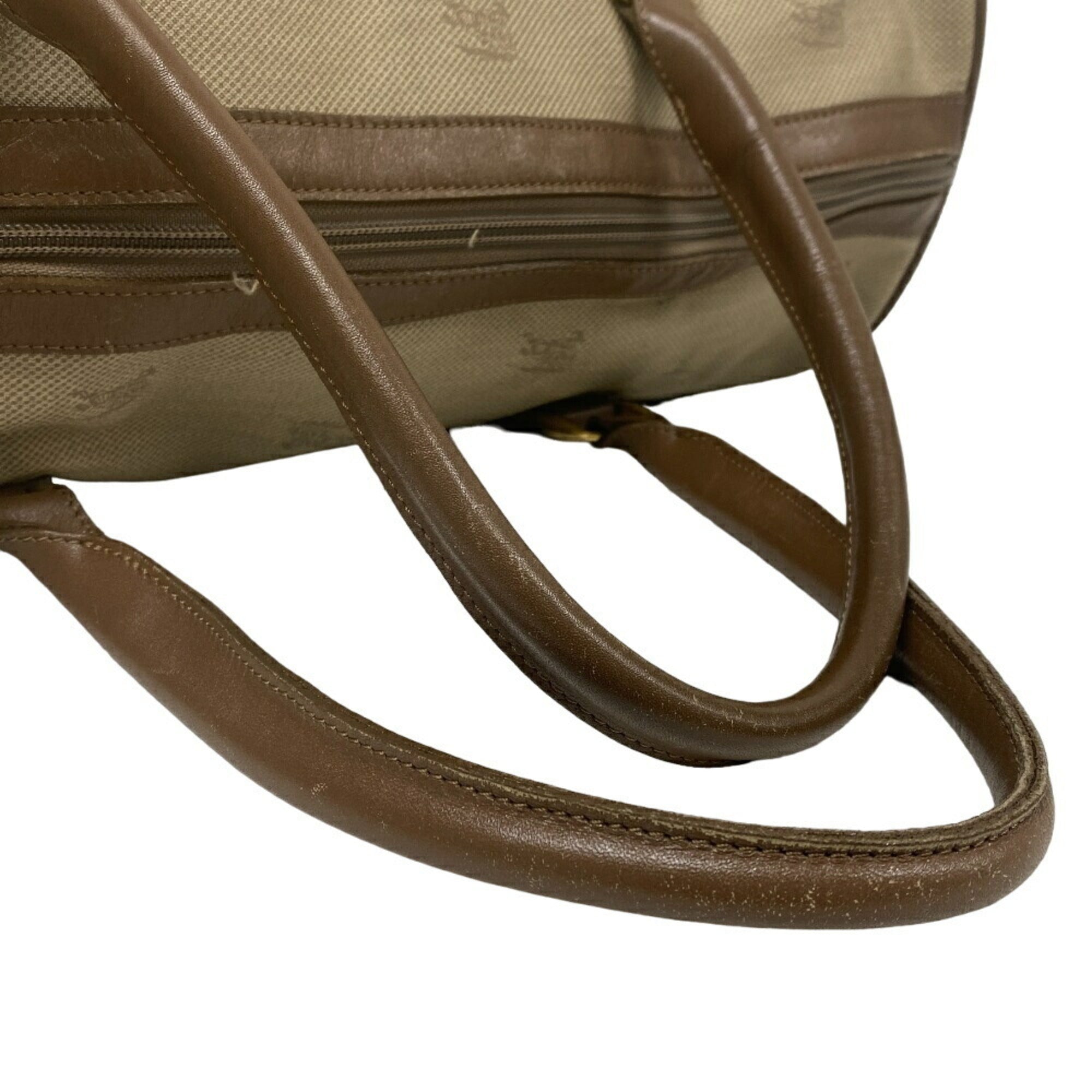 Burberry Beige Brown Pvc Boston Bag (Pre-Owned)