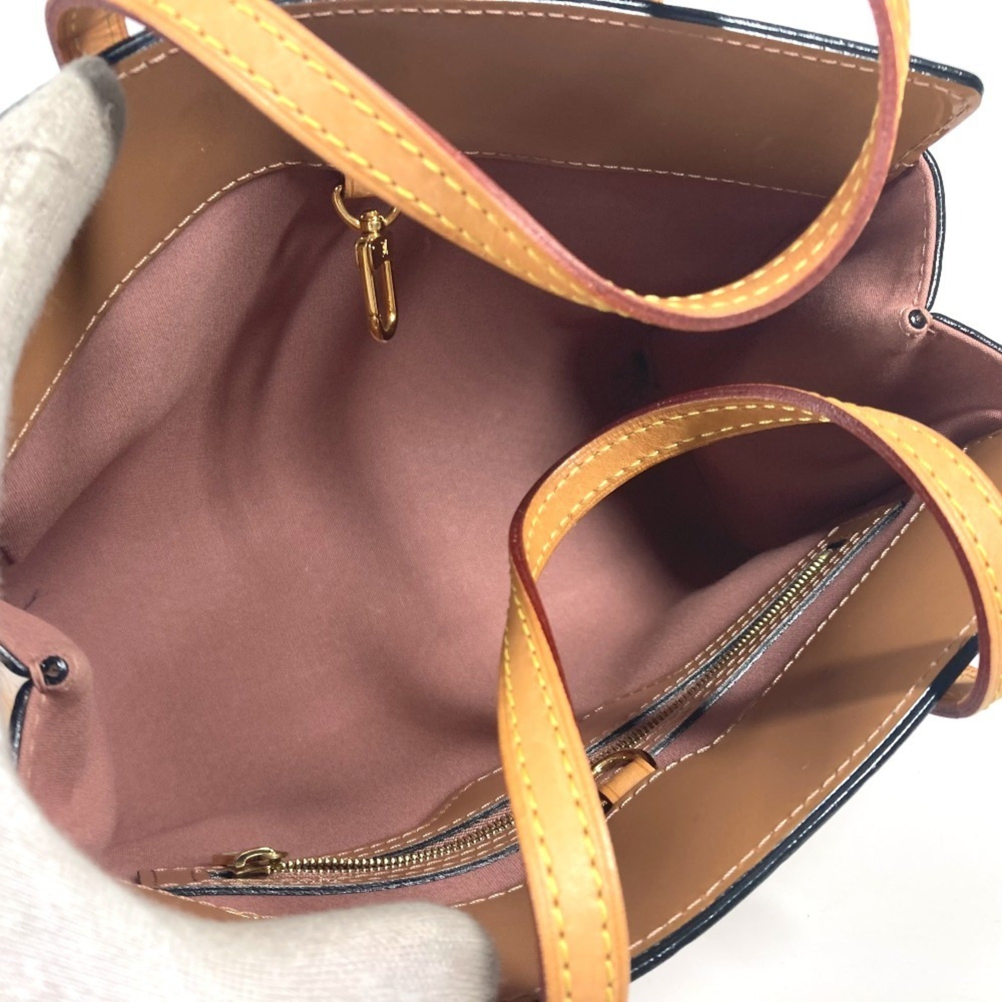 Louis Vuitton Monogram Vernis Beige Rose Velours Monogram Vernis Handbag Tote Bag (Pre-Owned)