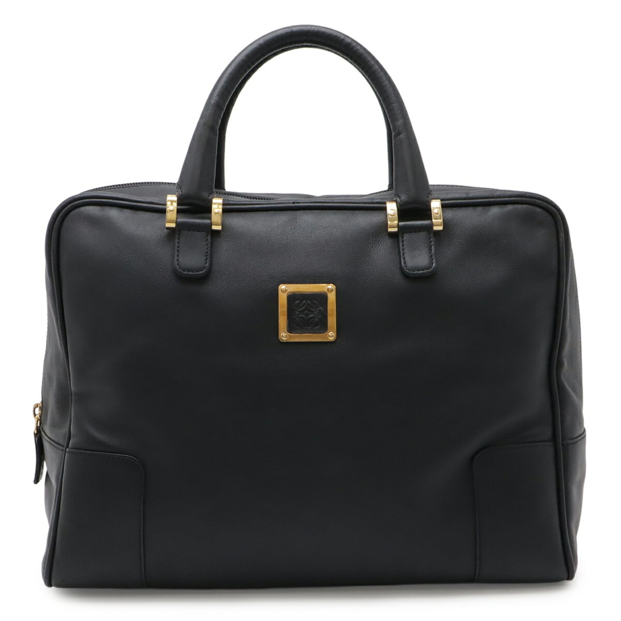 Loewe Black Leather Boston Bag Handbag (Pre-Owned)