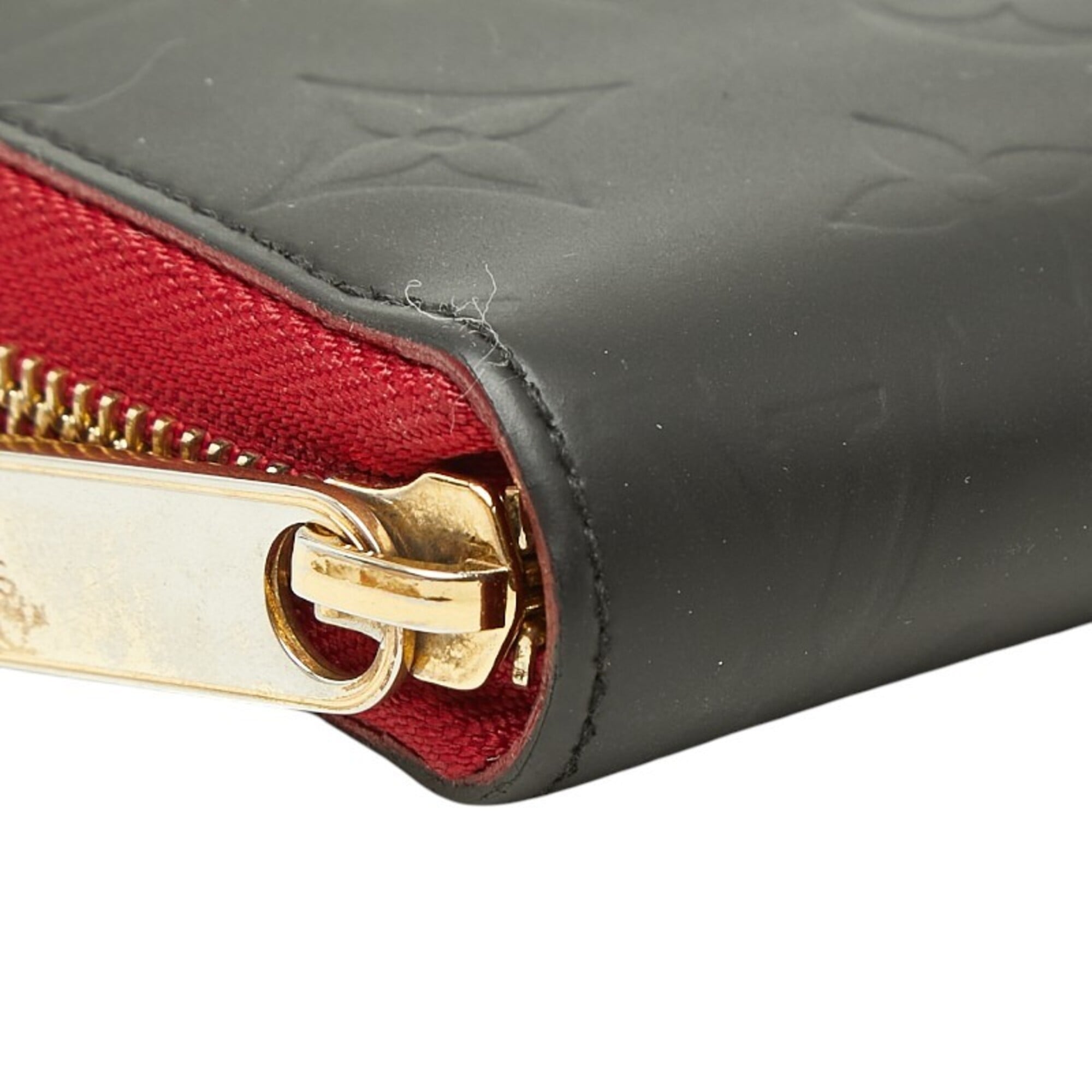 Louis Vuitton Black Red Color Leather Long Wallet (Bi-Fold) (Pre-Owned)