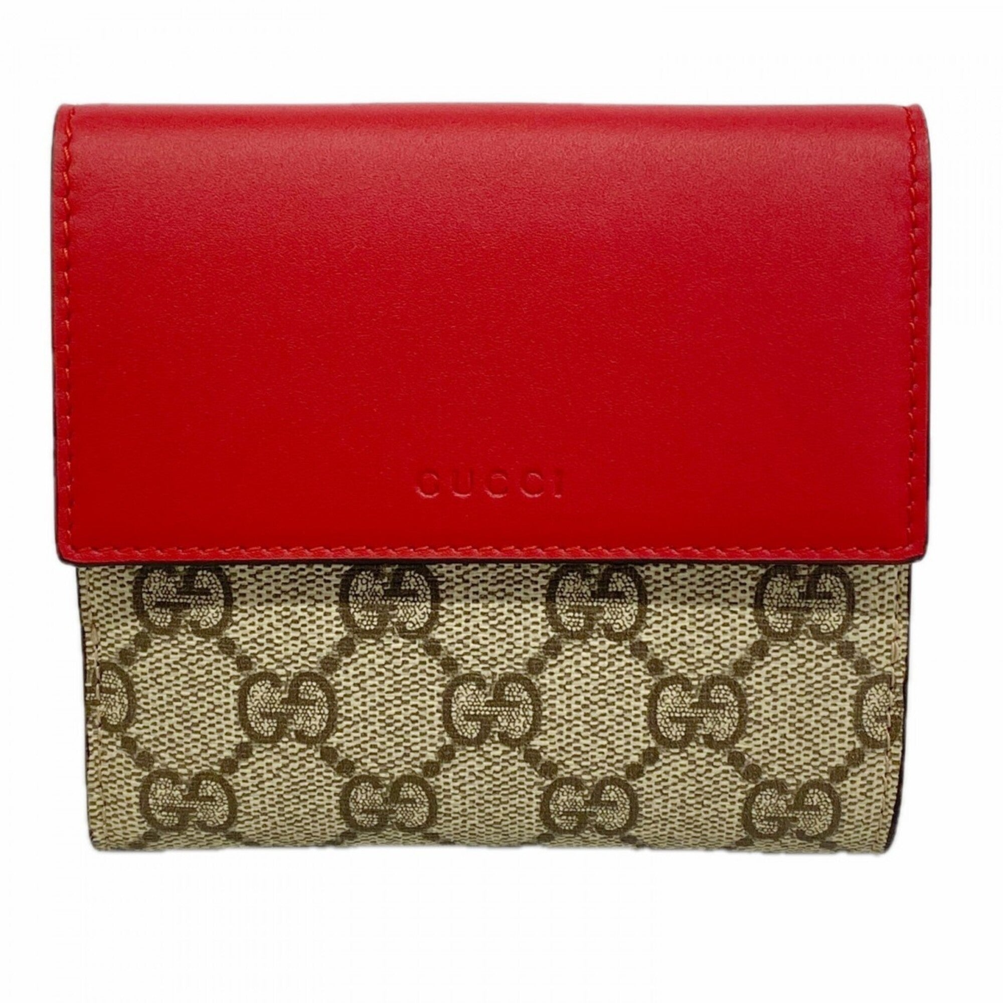 Gucci Brown Red Color Pvc Leather Wallet (Bi-Fold) (Pre-Owned)