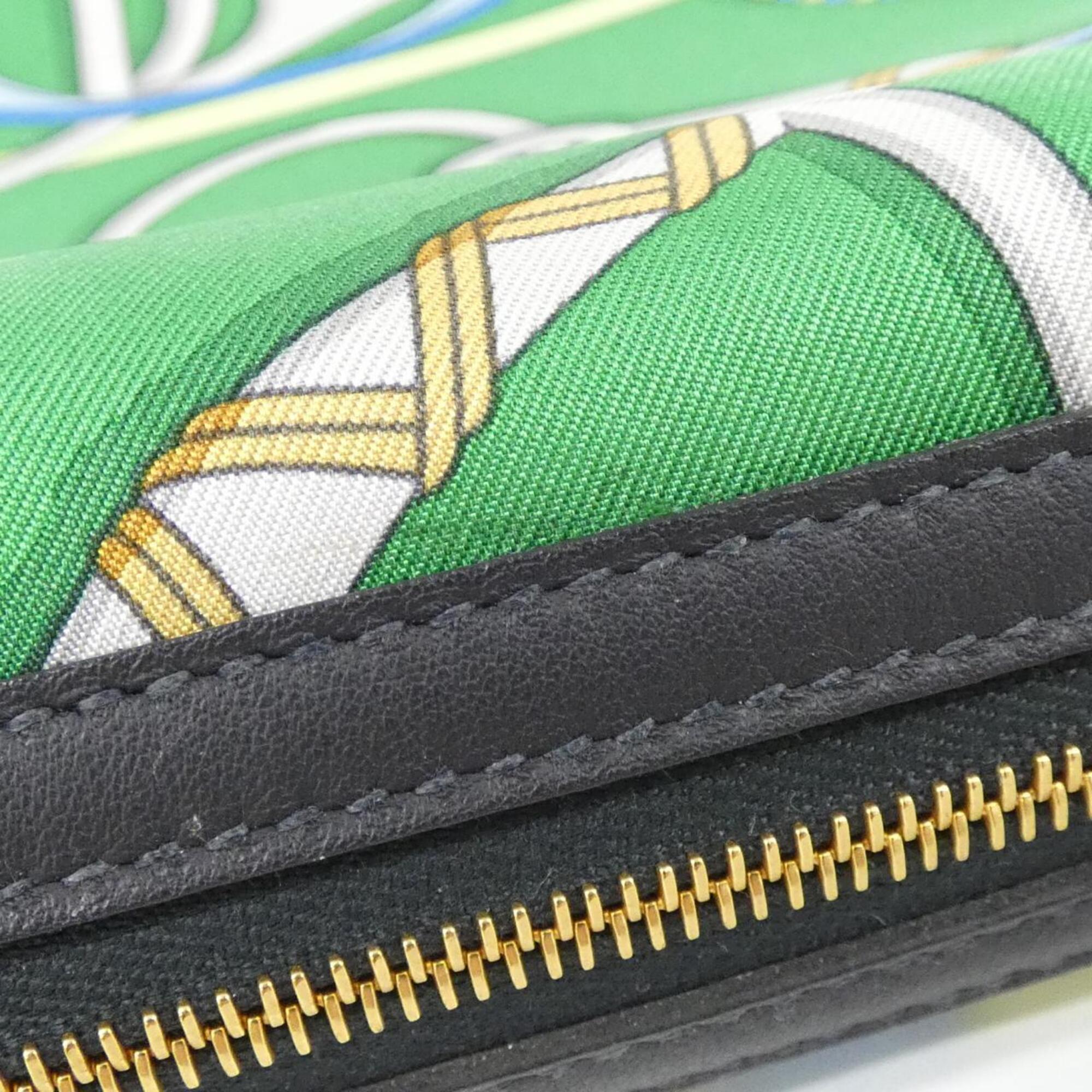 Hermes Celeste Vert Silk Swift Leather Handbag Pouch (Pre-Owned)