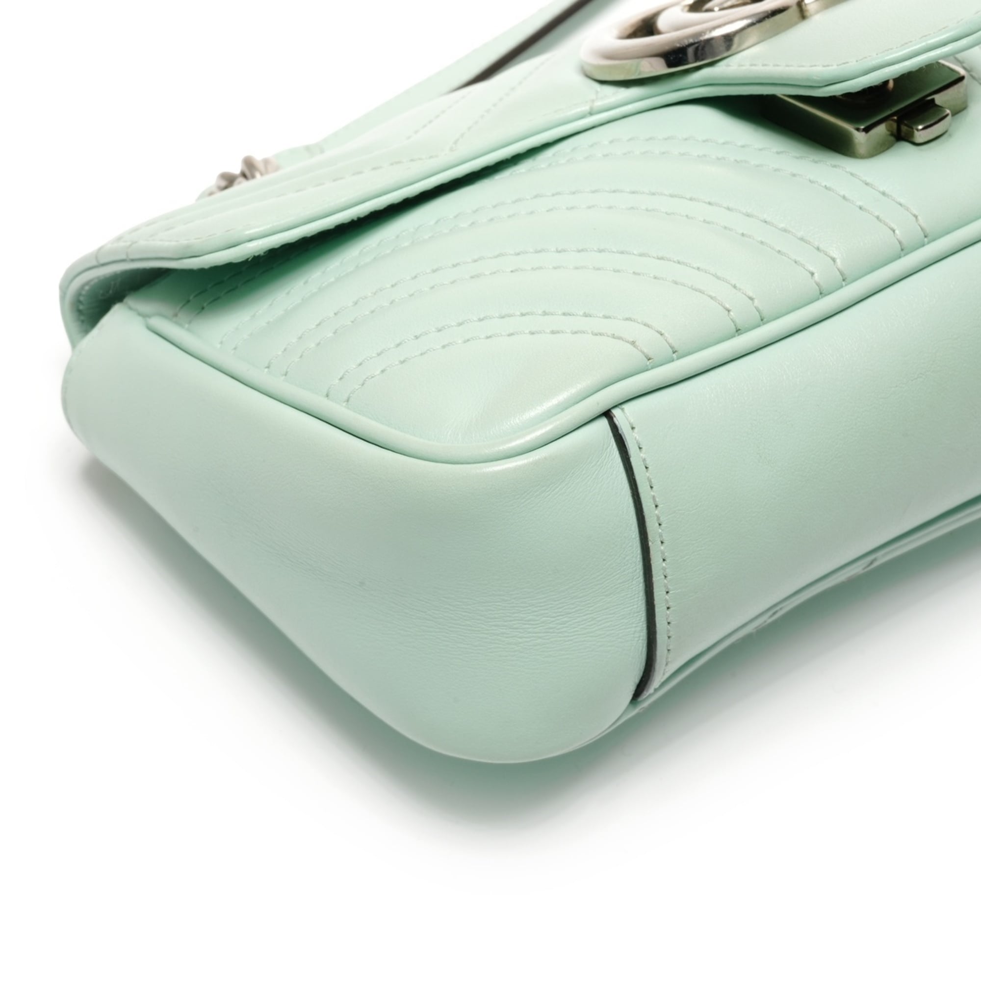 Gucci Gg Marmont Green Leather Shoulder Bag (Pre-Owned)