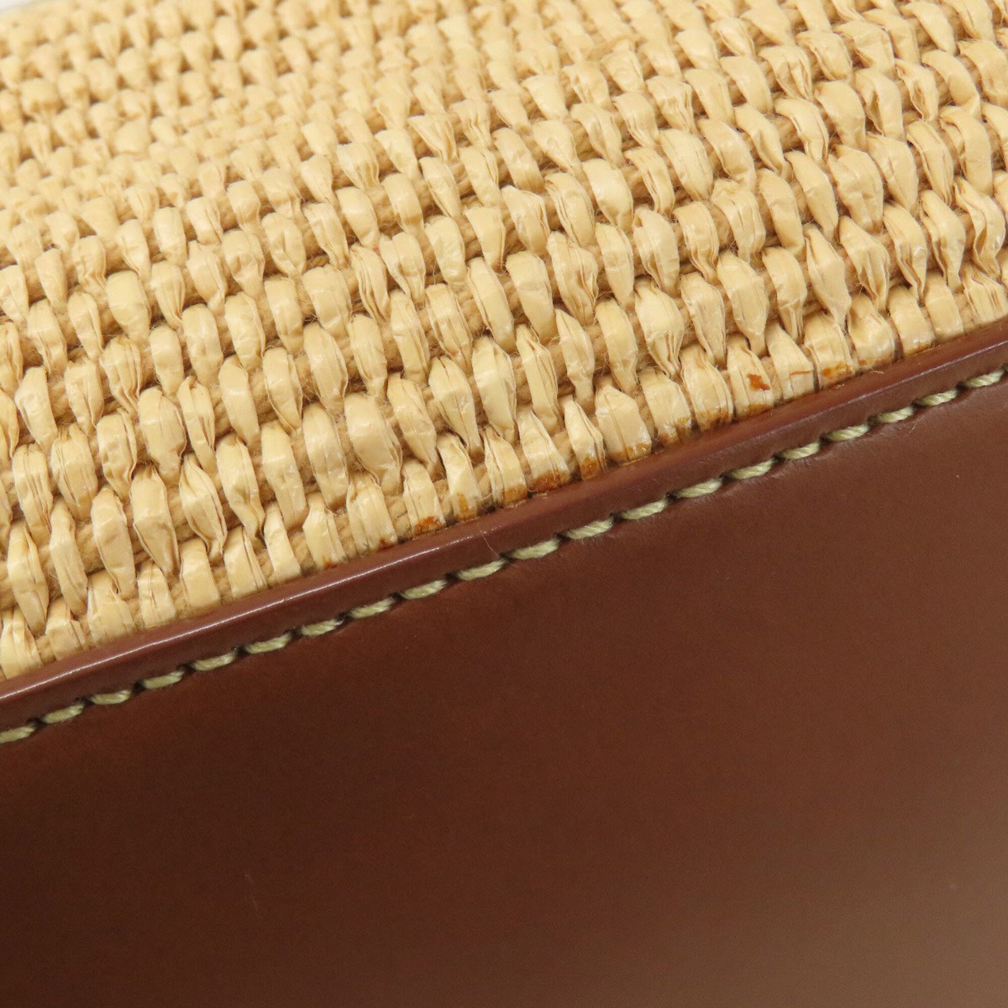 Jimmy Choo Brown Raffia Leather Tote Bag (Pre-Owned)