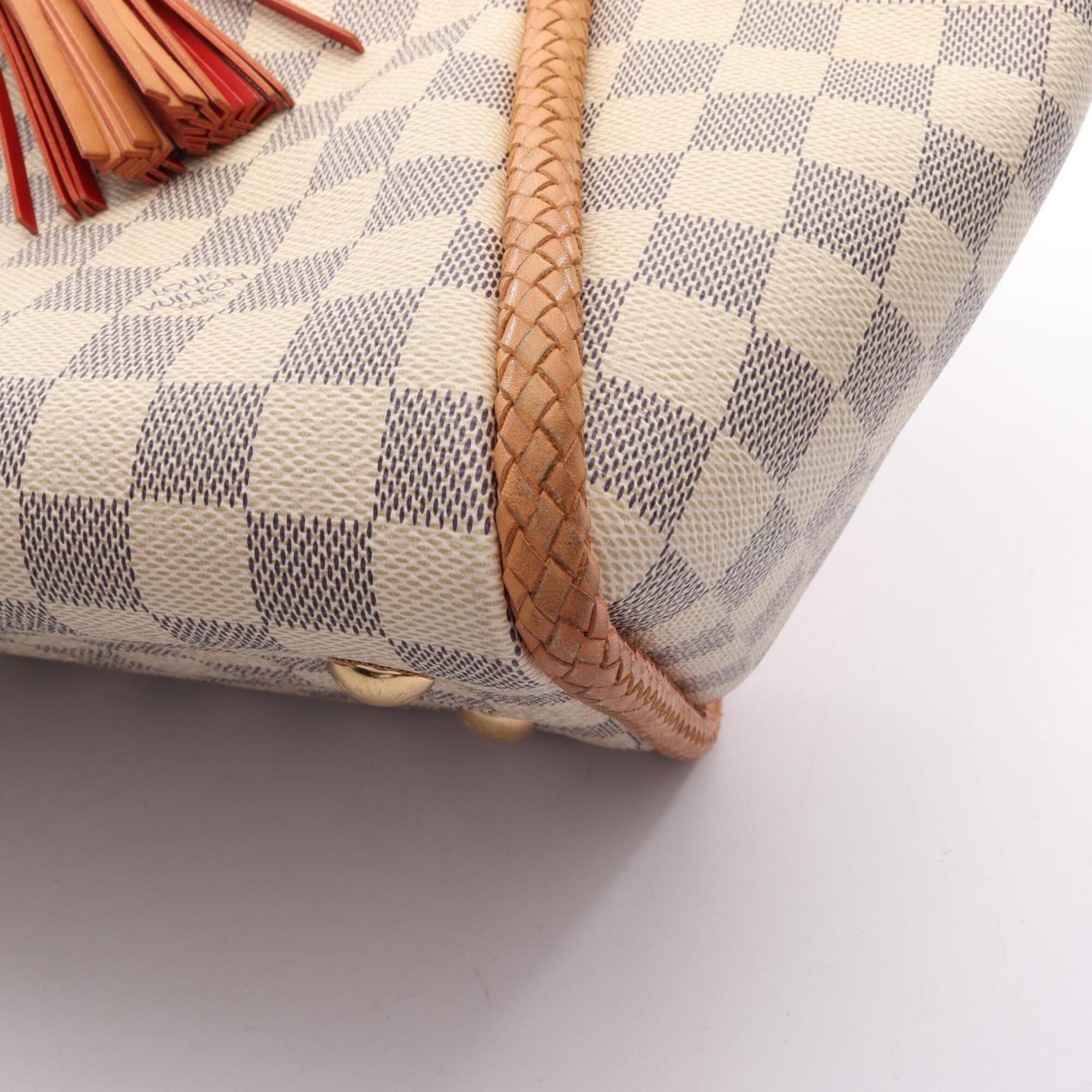 Louis Vuitton Damier Azur White Coated Canvas Leather Tote Bag (Pre-Owned)