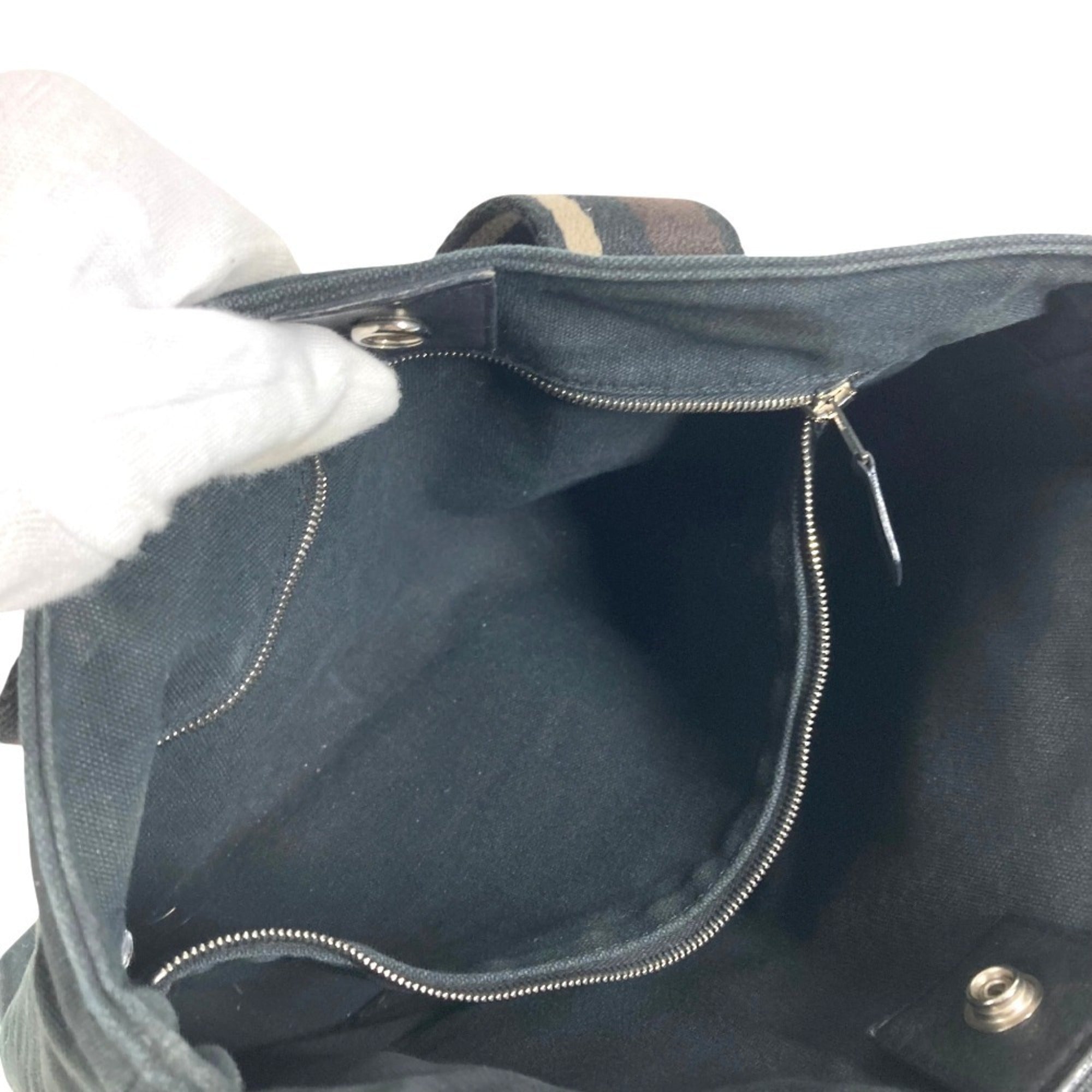 Hermes Black Canvas Handbag Tote Bag (Pre-Owned)