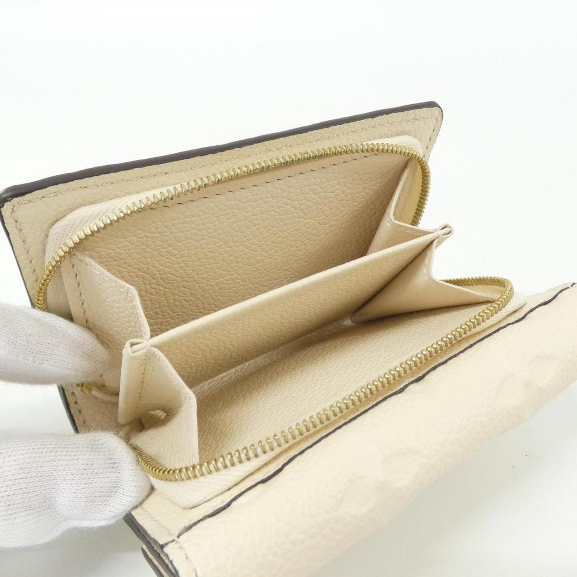 Louis Vuitton Beige Leather Wallet (Tri-Fold) (Pre-Owned)