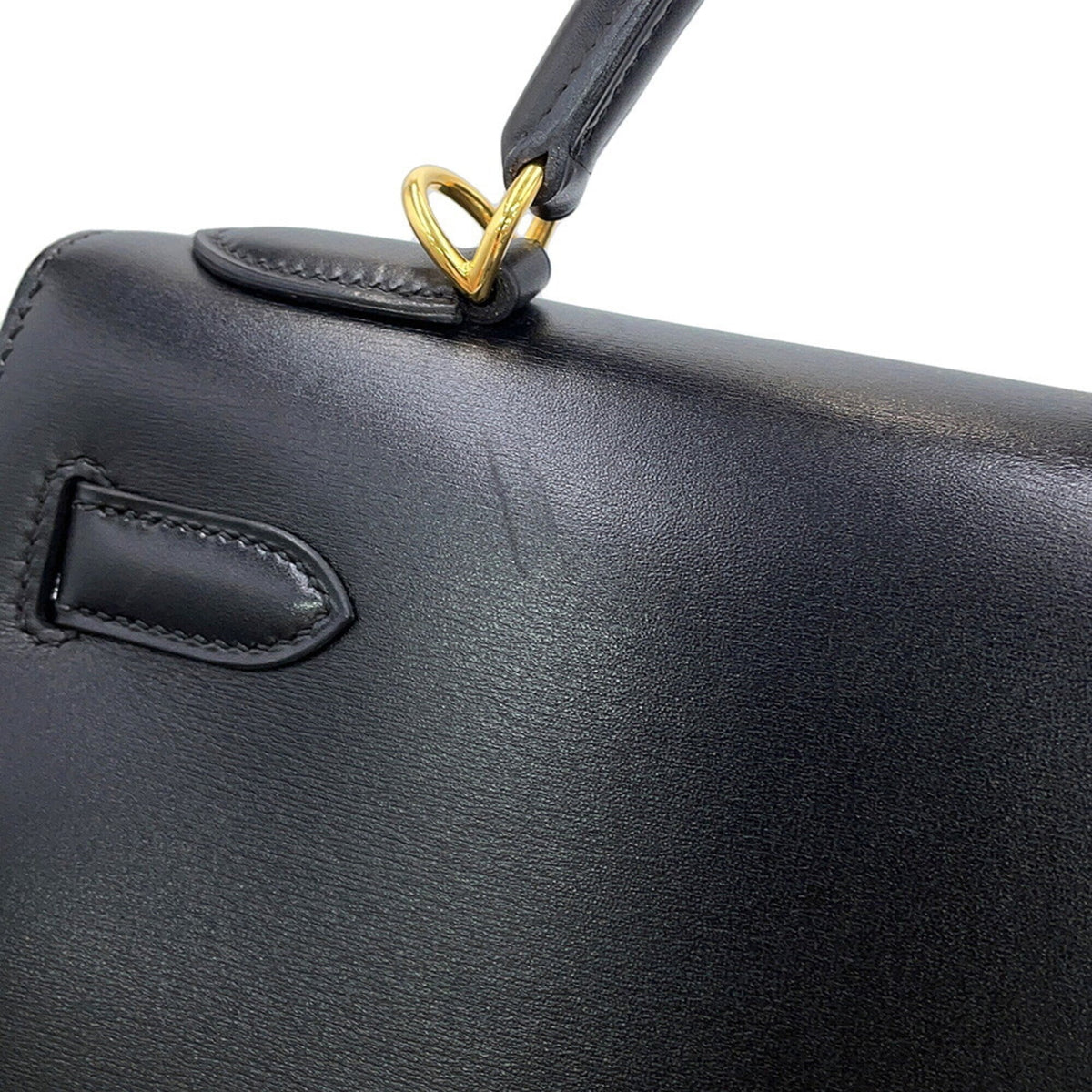 Hermes Kelly Black Box Calf Leather Handbag (Pre-Owned)