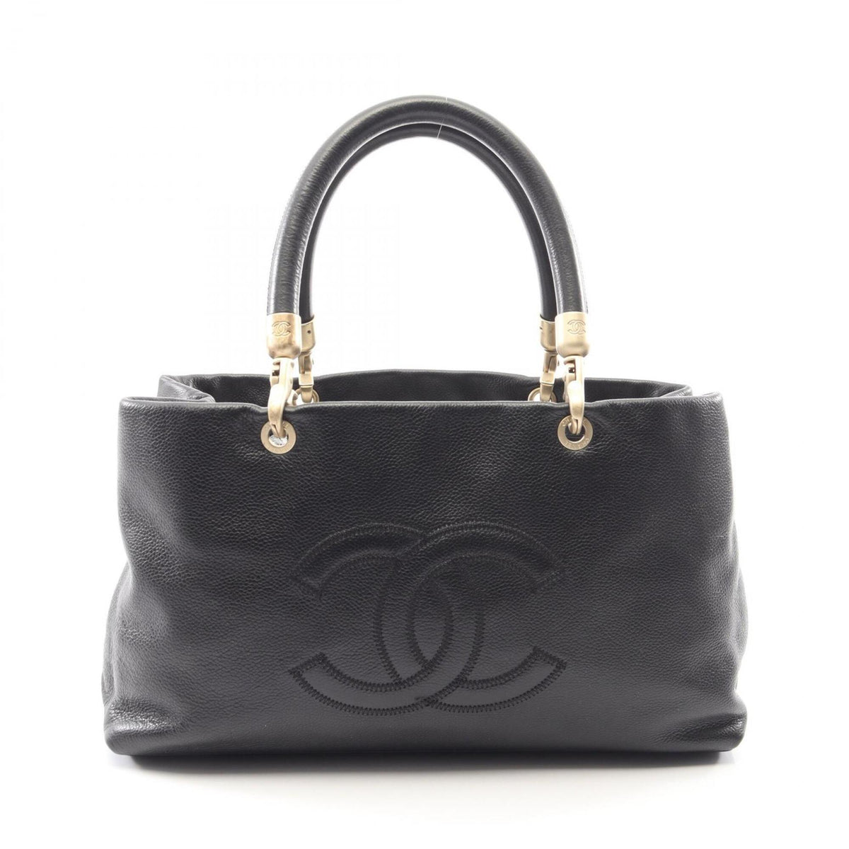 Chanel Black Grained Calfskin Handbag (Pre-Owned)