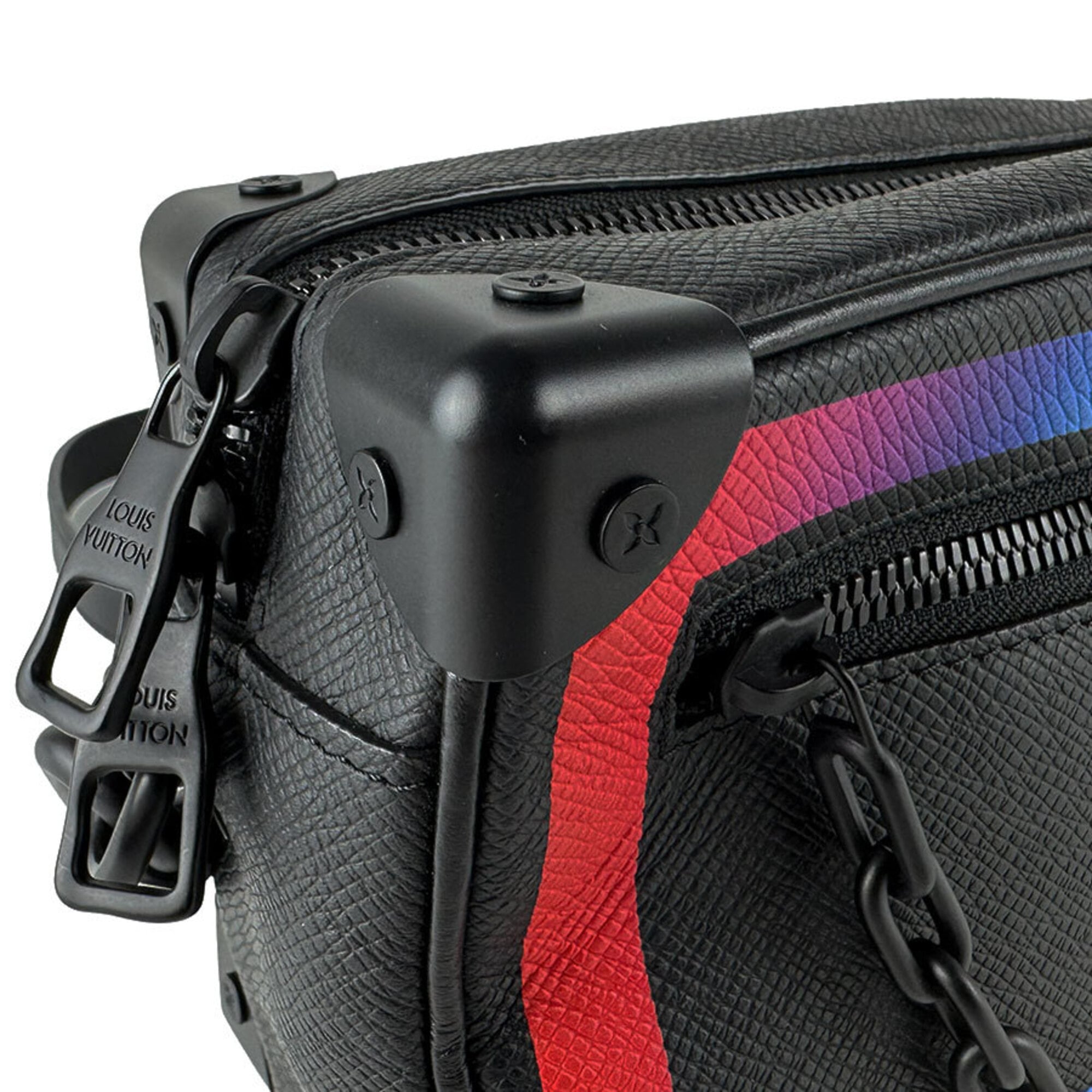 Louis Vuitton Black Multi-Color Taiga Leather Shoulder Bag (Pre-Owned)