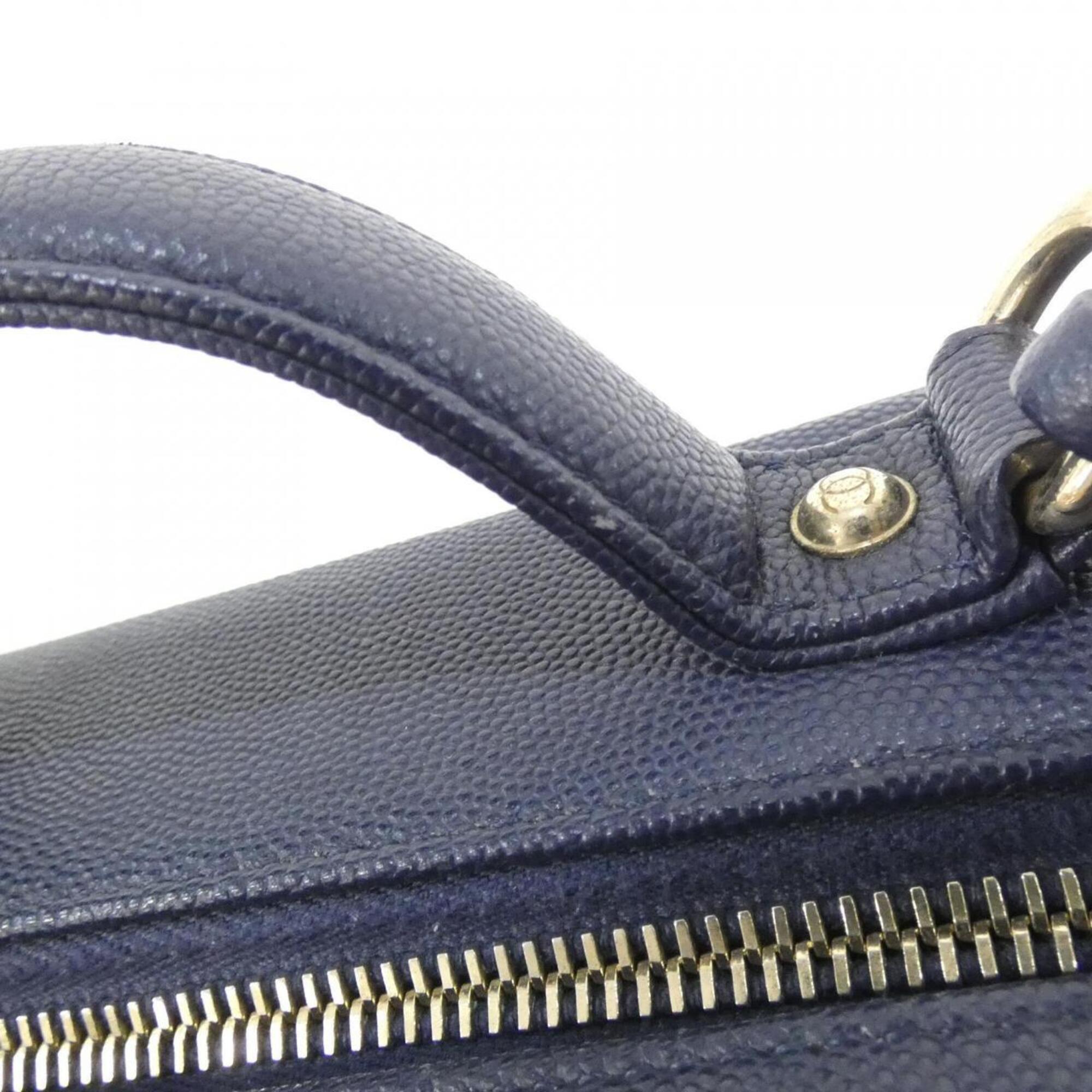 Chanel Navy Grained Calfskin Shoulder Bag (Pre-Owned)