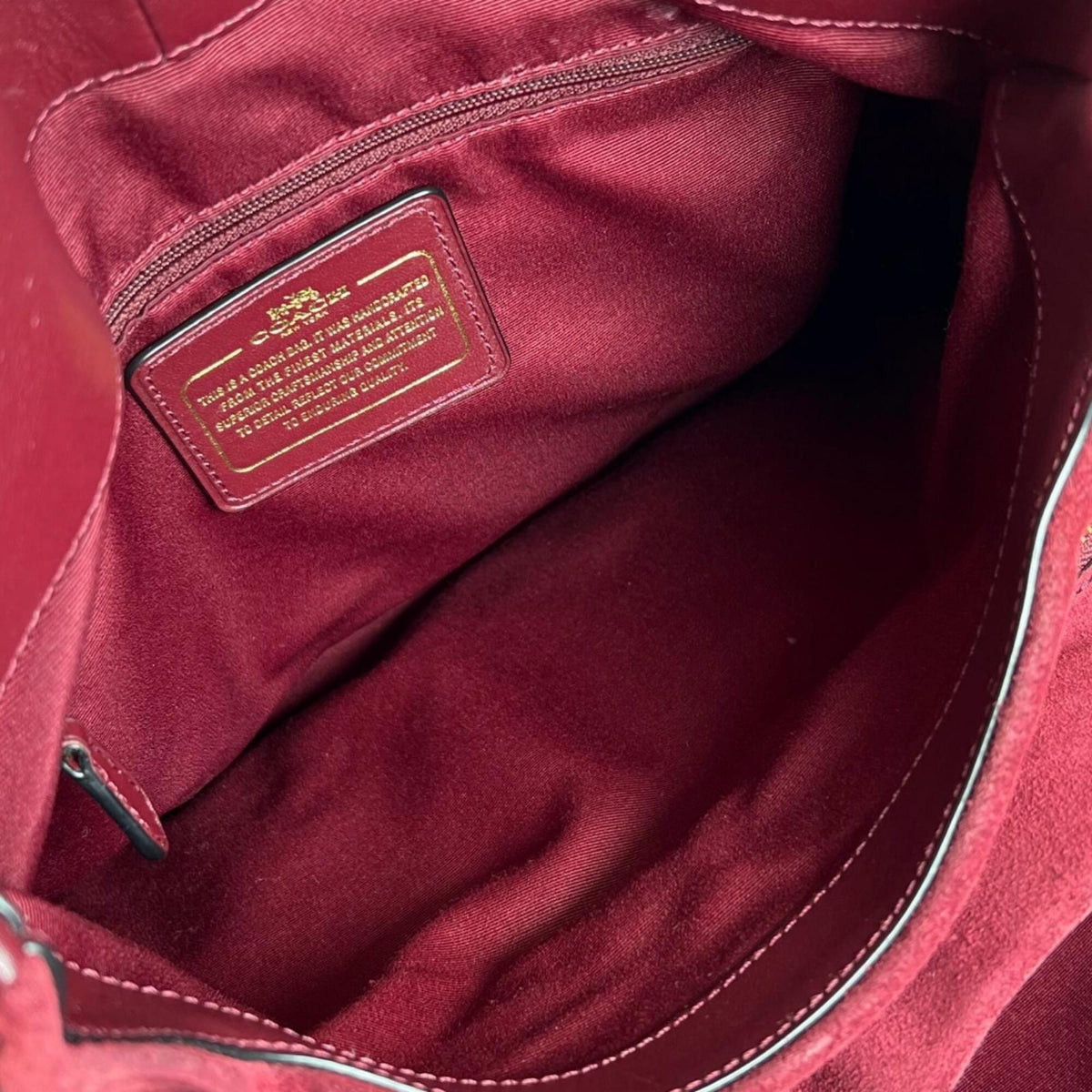 Coach Red Color Leather Suede Shoulder Bag (Pre-Owned)