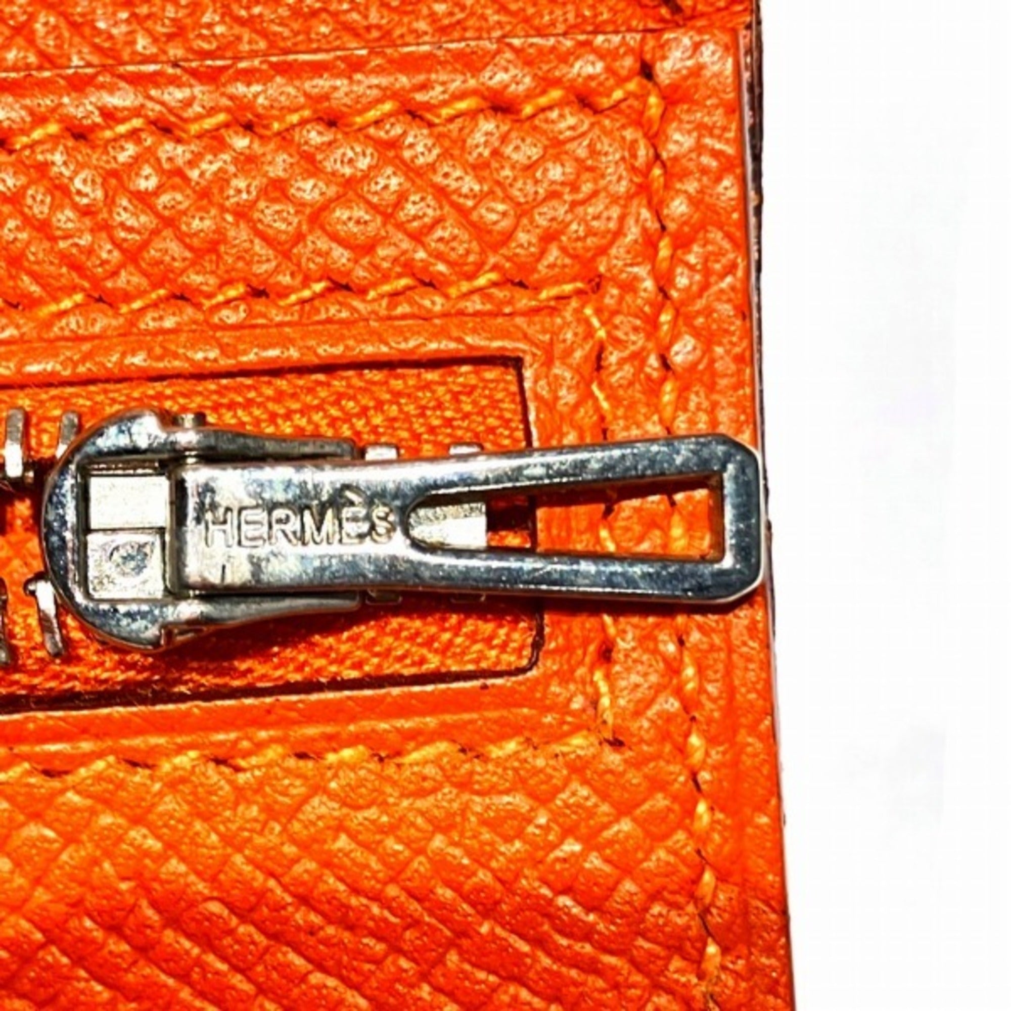 Hermes Orange Leather Long Wallet (Bi-Fold) (Pre-Owned)